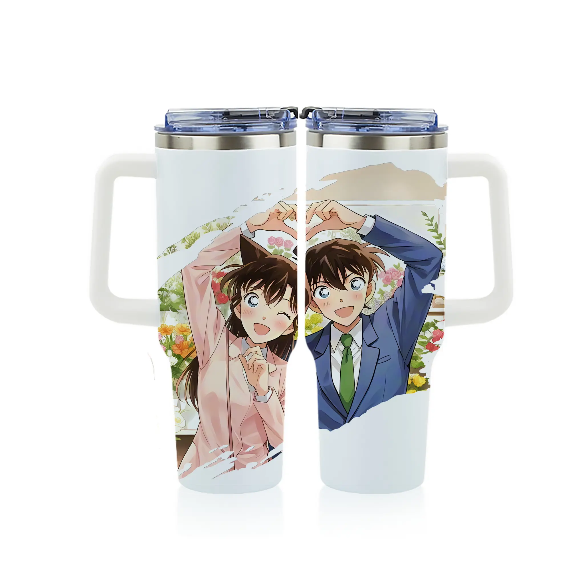 名探偵コナン グッズ 江戸川 コナン - 1200mL フルプリント車用タンブラー ・ 304ステンレス 内側 ・ 201ステンレス 外側 ・ 保温 保冷 ・ 通勤 ドライブ アウトドア用