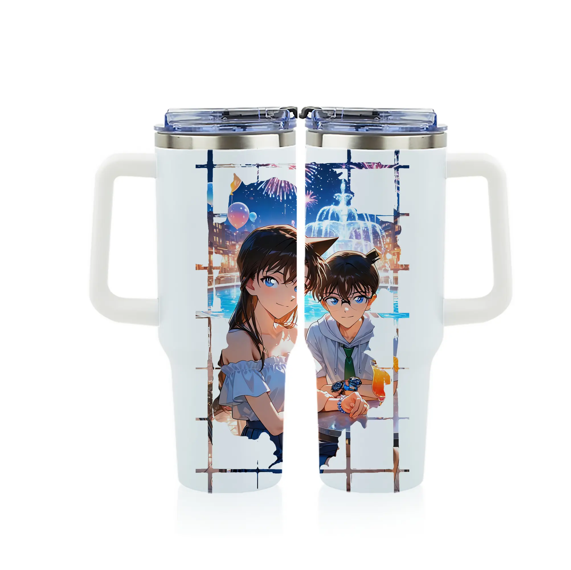 名探偵コナン グッズ 江戸川 コナン - 1200mL フルプリント車用タンブラー ・ 304ステンレス 内側 ・ 201ステンレス 外側 ・ 保温 保冷 ・ 通勤 ドライブ アウトドア用