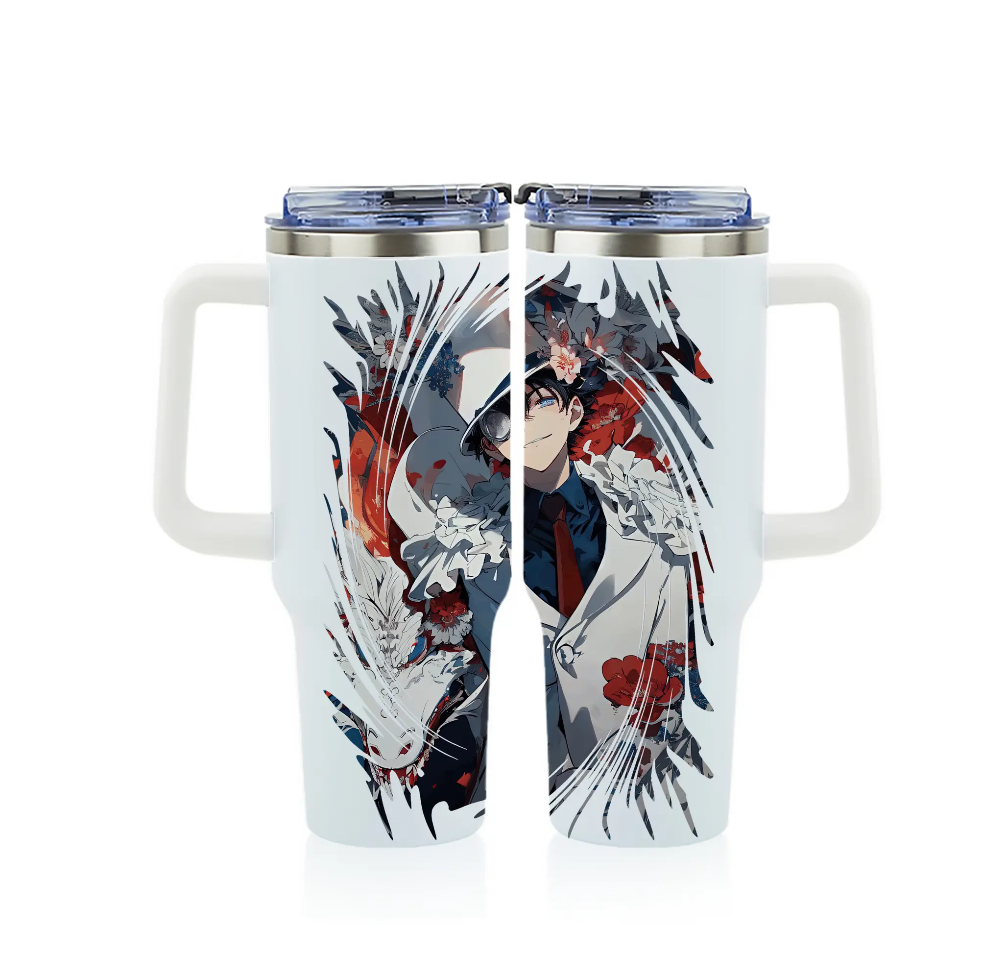 名探偵コナン グッズ 江戸川 コナン - 1200mL フルプリント車用タンブラー ・ 304ステンレス 内側 ・ 201ステンレス 外側 ・ 保温 保冷 ・ 通勤 ドライブ アウトドア用