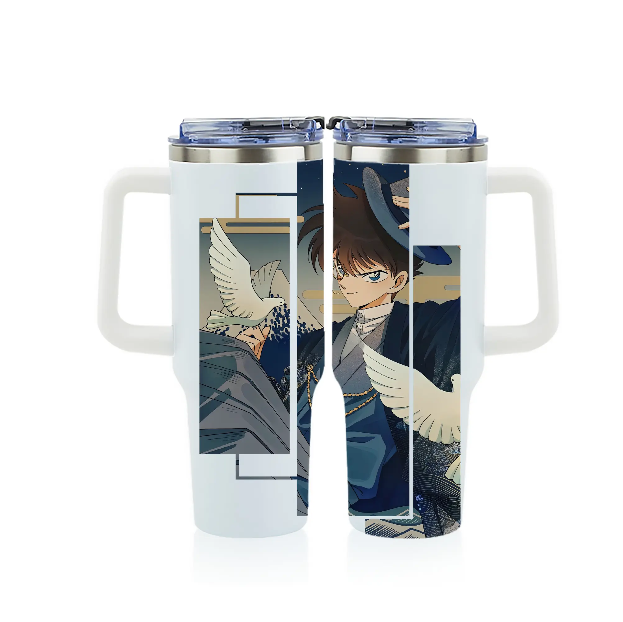 名探偵コナン グッズ 江戸川 コナン - 1200mL フルプリント車用タンブラー ・ 304ステンレス 内側 ・ 201ステンレス 外側 ・ 保温 保冷 ・ 通勤 ドライブ アウトドア用