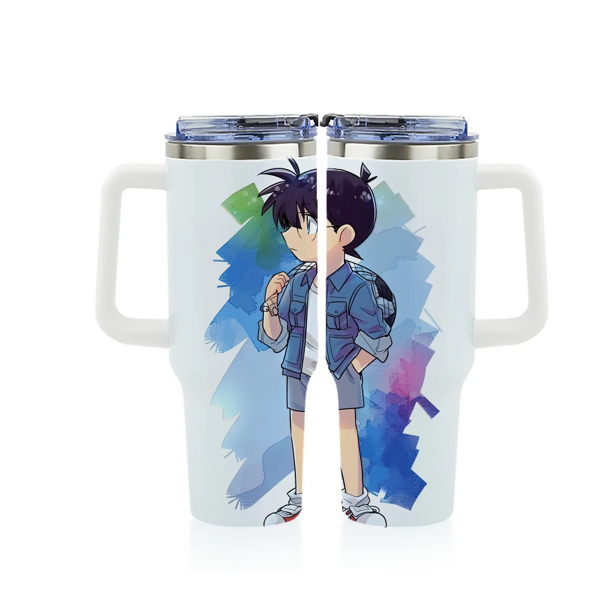 名探偵コナン グッズ 江戸川 コナン - 1200mL フルプリント車用タンブラー ・ 304ステンレス 内側 ・ 201ステンレス 外側 ・ 保温 保冷 ・ 通勤 ドライブ アウトドア用