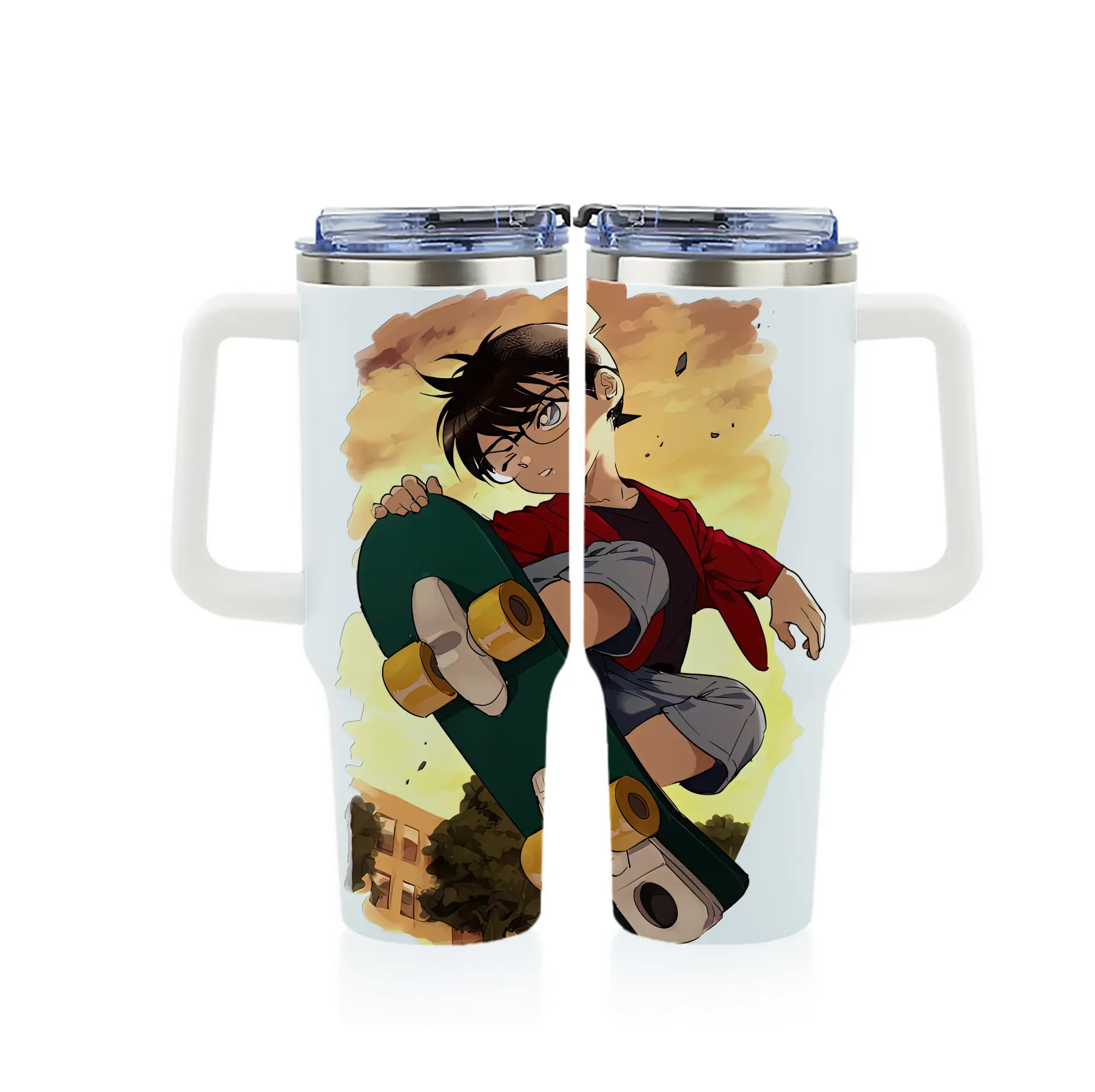 名探偵コナン グッズ 江戸川 コナン - 1200mL フルプリント車用タンブラー ・ 304ステンレス 内側 ・ 201ステンレス 外側 ・ 保温 保冷 ・ 通勤 ドライブ アウトドア用