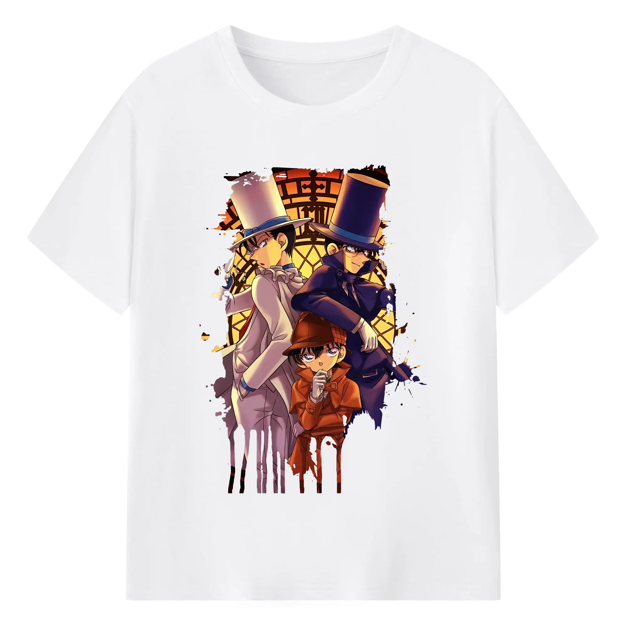 名探偵コナン グッズ 江戸川 コナン - 綿100％ 半袖Tシャツ ・ フロントプリント ・ 快適 通気性 ・ 日常使い 散歩 スポーツ用