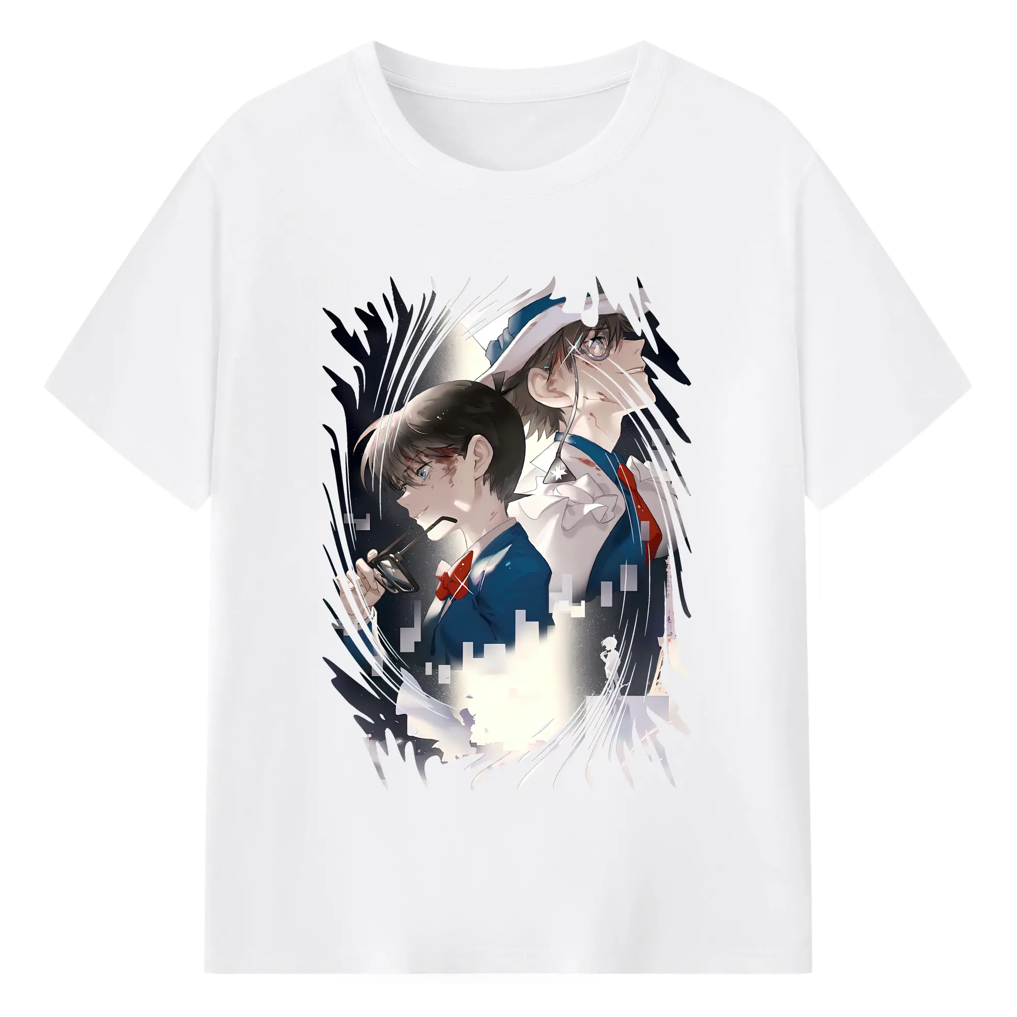 名探偵コナン グッズ 江戸川 コナン - 綿100％ 半袖Tシャツ ・ フロントプリント ・ 快適 通気性 ・ 日常使い 散歩 スポーツ用