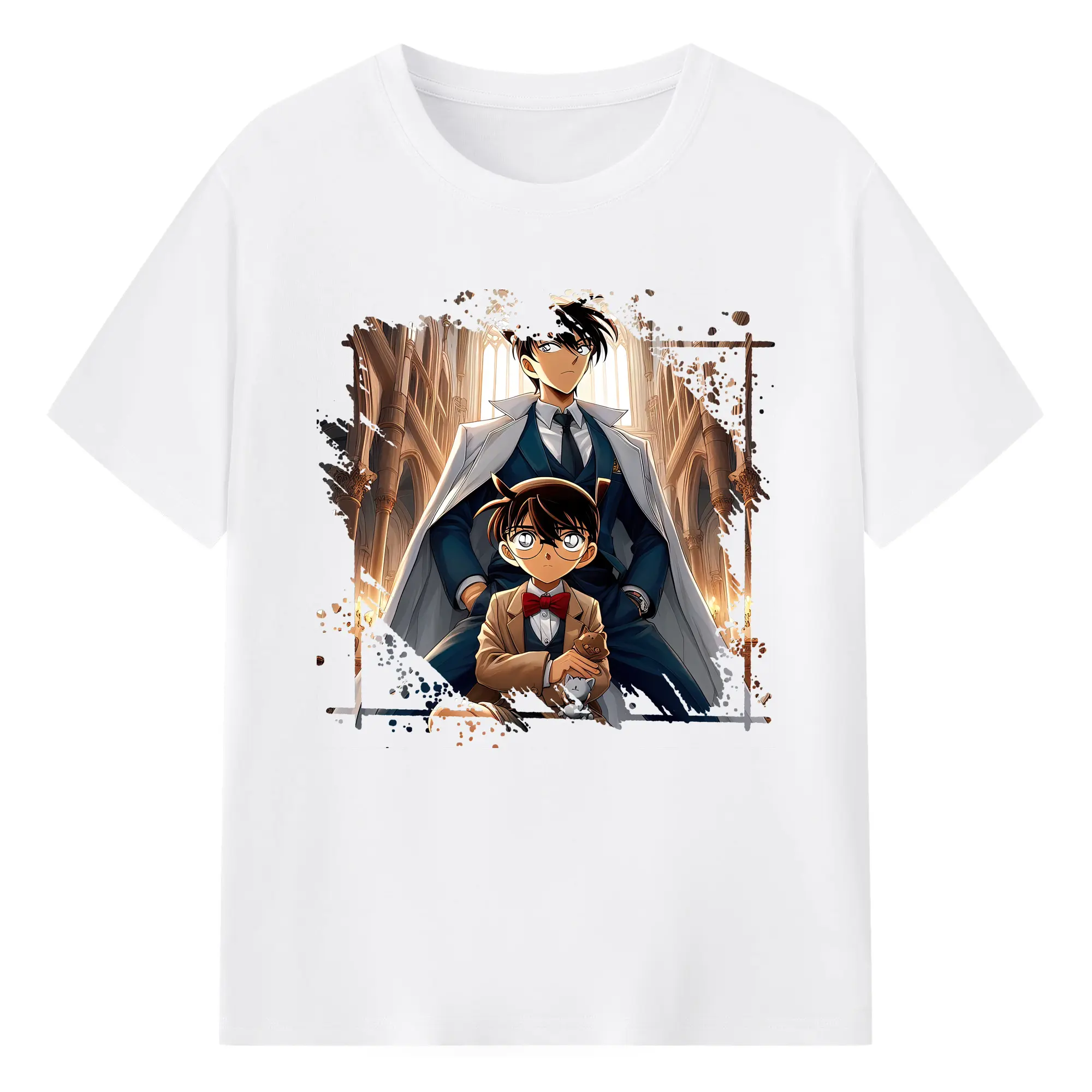 名探偵コナン グッズ 江戸川 コナン - 綿100％ 半袖Tシャツ ・ フロントプリント ・ 快適 通気性 ・ 日常使い 散歩 スポーツ用