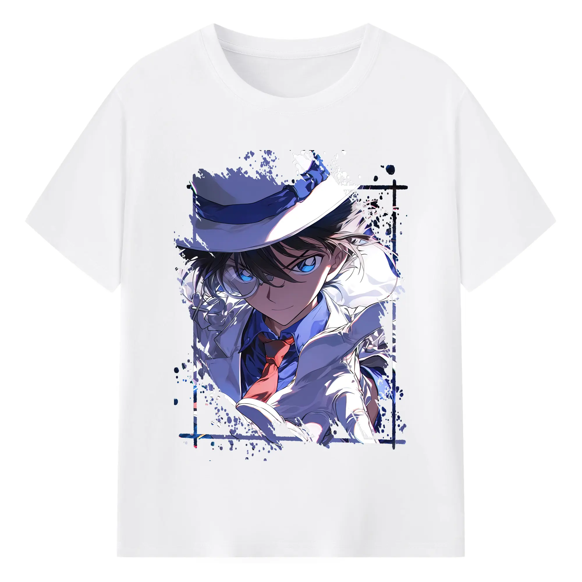 名探偵コナン グッズ 江戸川 コナン - 綿100％ 半袖Tシャツ ・ フロントプリント ・ 快適 通気性 ・ 日常使い 散歩 スポーツ用