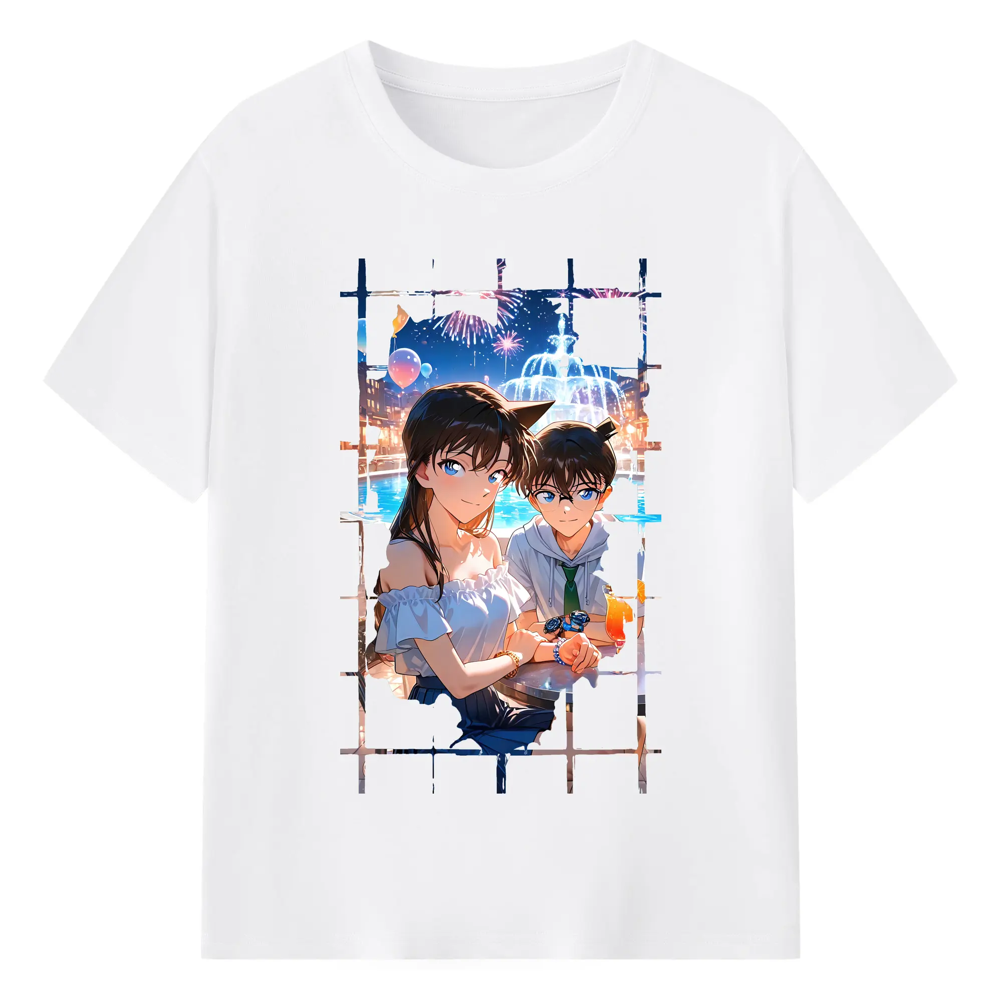 名探偵コナン グッズ 江戸川 コナン - 綿100％ 半袖Tシャツ ・ フロントプリント ・ 快適 通気性 ・ 日常使い 散歩 スポーツ用