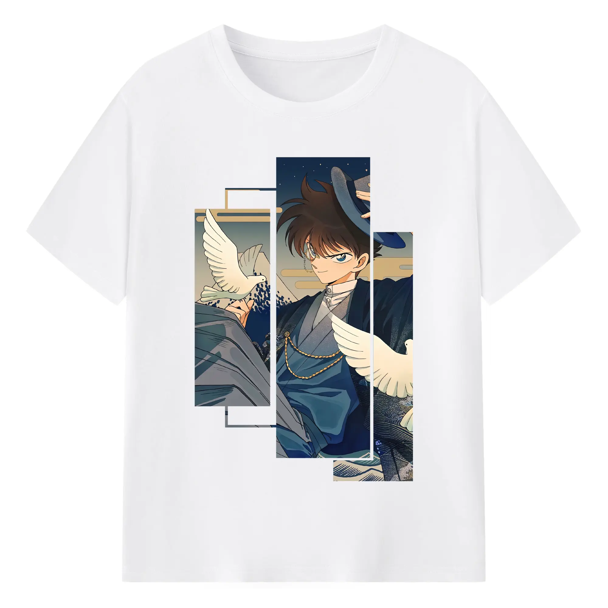 名探偵コナン グッズ 江戸川 コナン - 綿100％ 半袖Tシャツ ・ フロントプリント ・ 快適 通気性 ・ 日常使い 散歩 スポーツ用