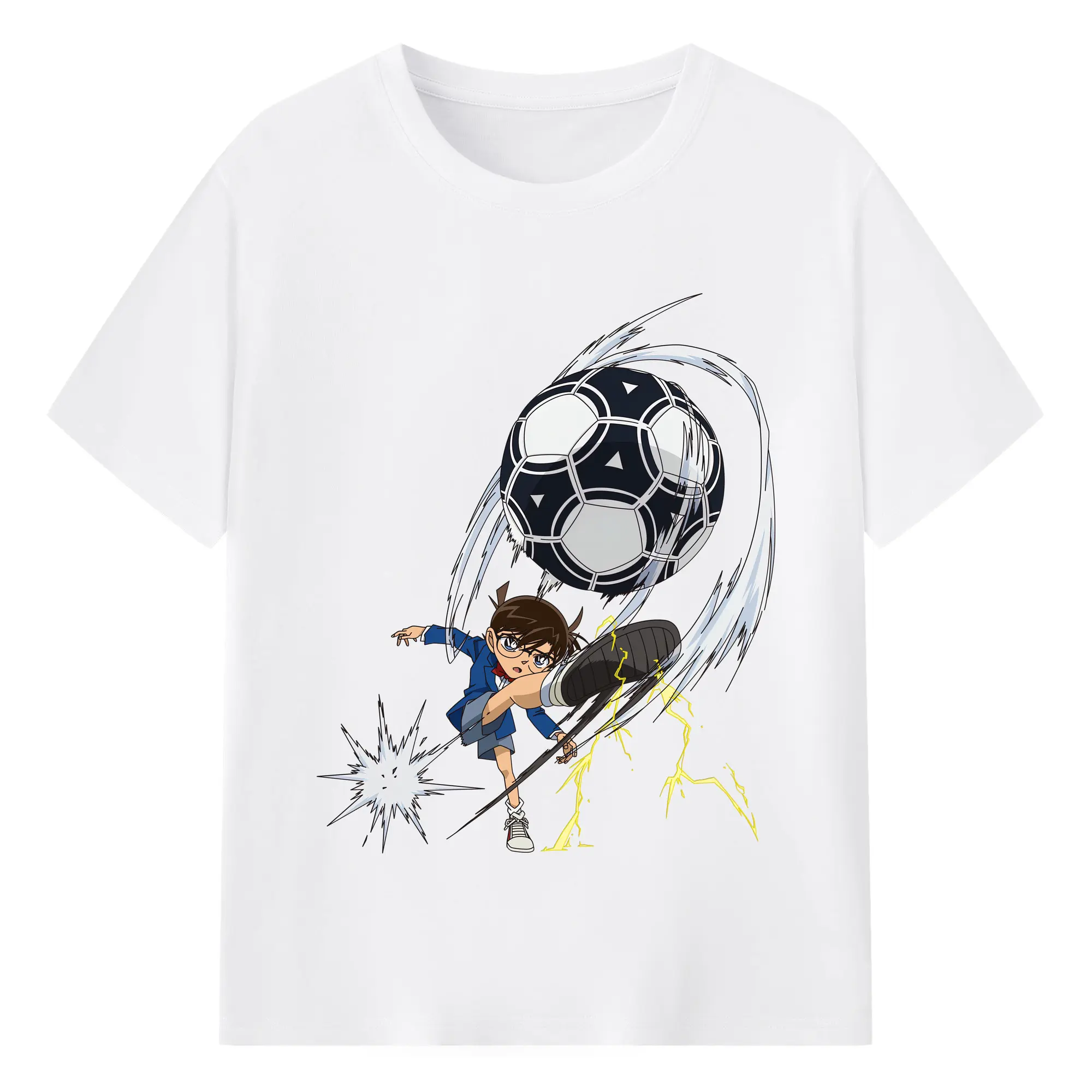 名探偵コナン グッズ 江戸川 コナン - 綿100％ 半袖Tシャツ ・ フロントプリント ・ 快適 通気性 ・ 日常使い 散歩 スポーツ用