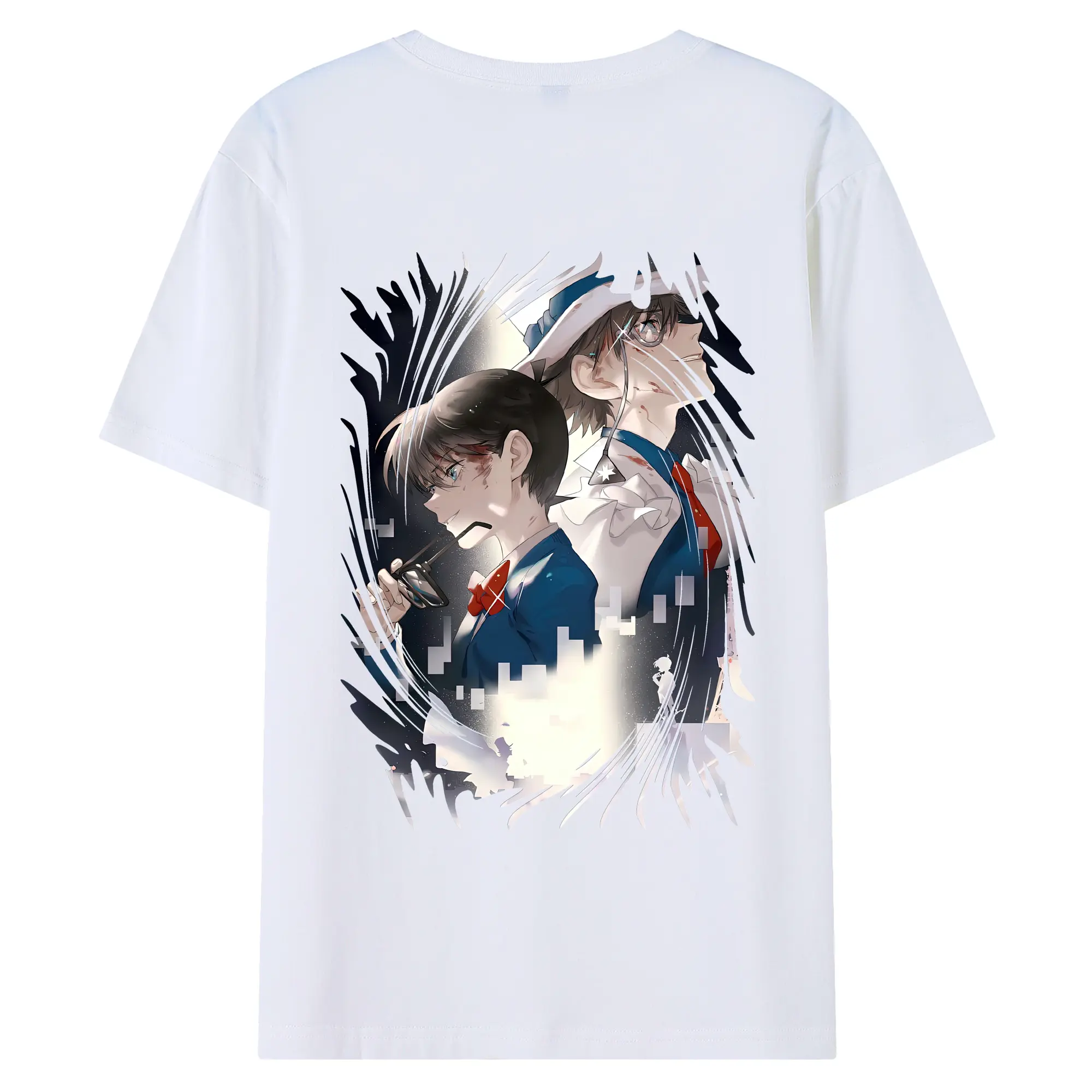 名探偵コナン グッズ 江戸川 コナン - 綿100％ 半袖Tシャツ ・ バックプリント ・ 快適 通気性 ・ 日常使い 散歩 スポーツ用