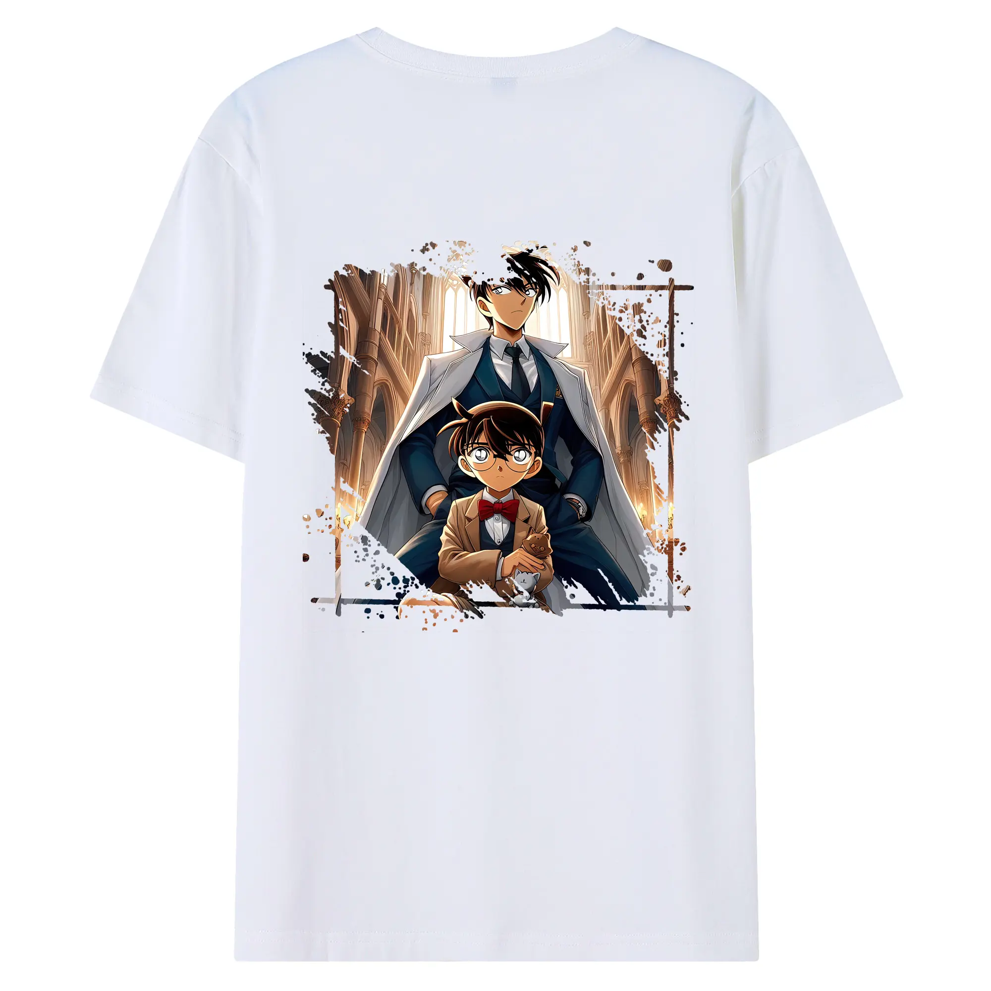 名探偵コナン グッズ 江戸川 コナン - 綿100％ 半袖Tシャツ ・ バックプリント ・ 快適 通気性 ・ 日常使い 散歩 スポーツ用