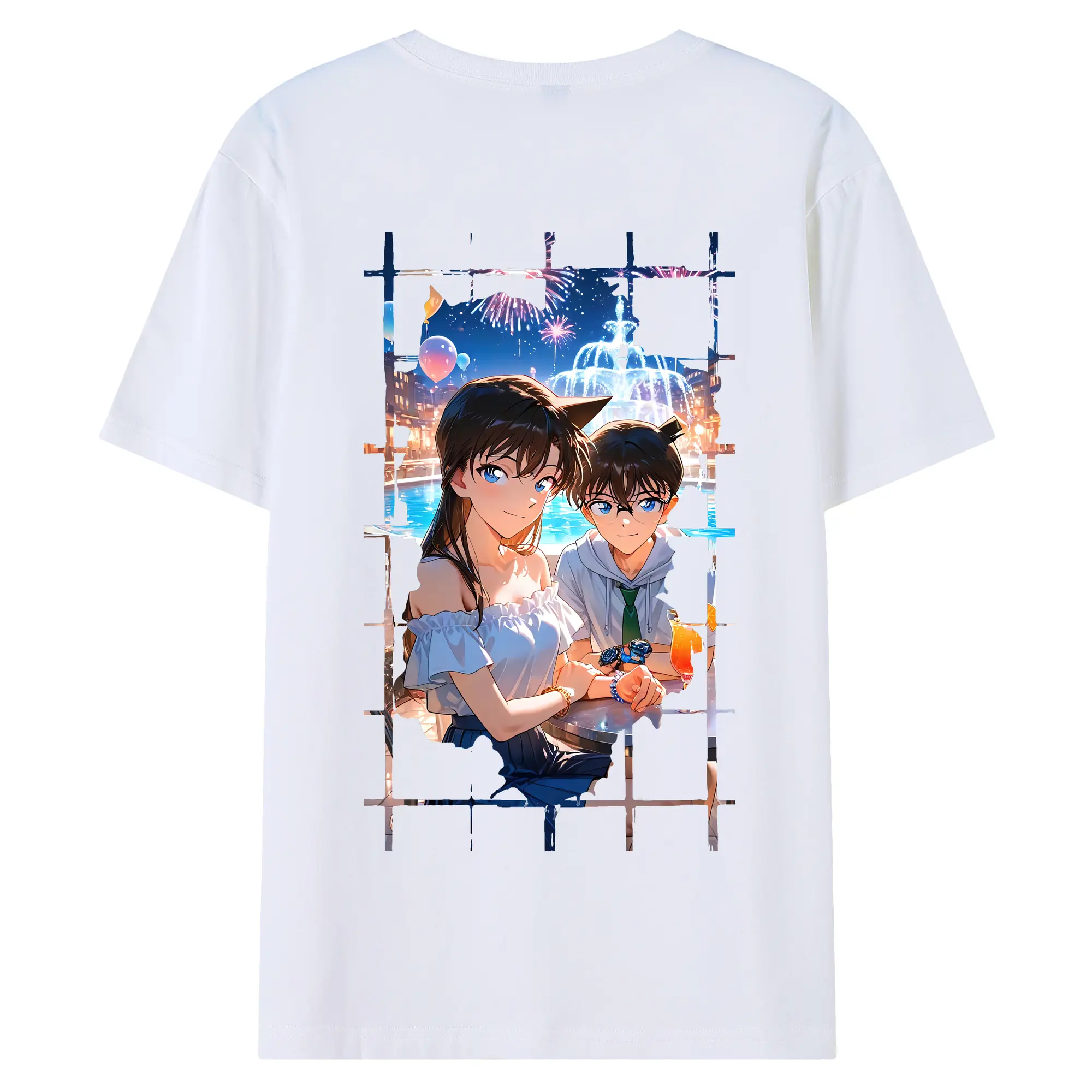 名探偵コナン グッズ 江戸川 コナン - 綿100％ 半袖Tシャツ ・ バックプリント ・ 快適 通気性 ・ 日常使い 散歩 スポーツ用