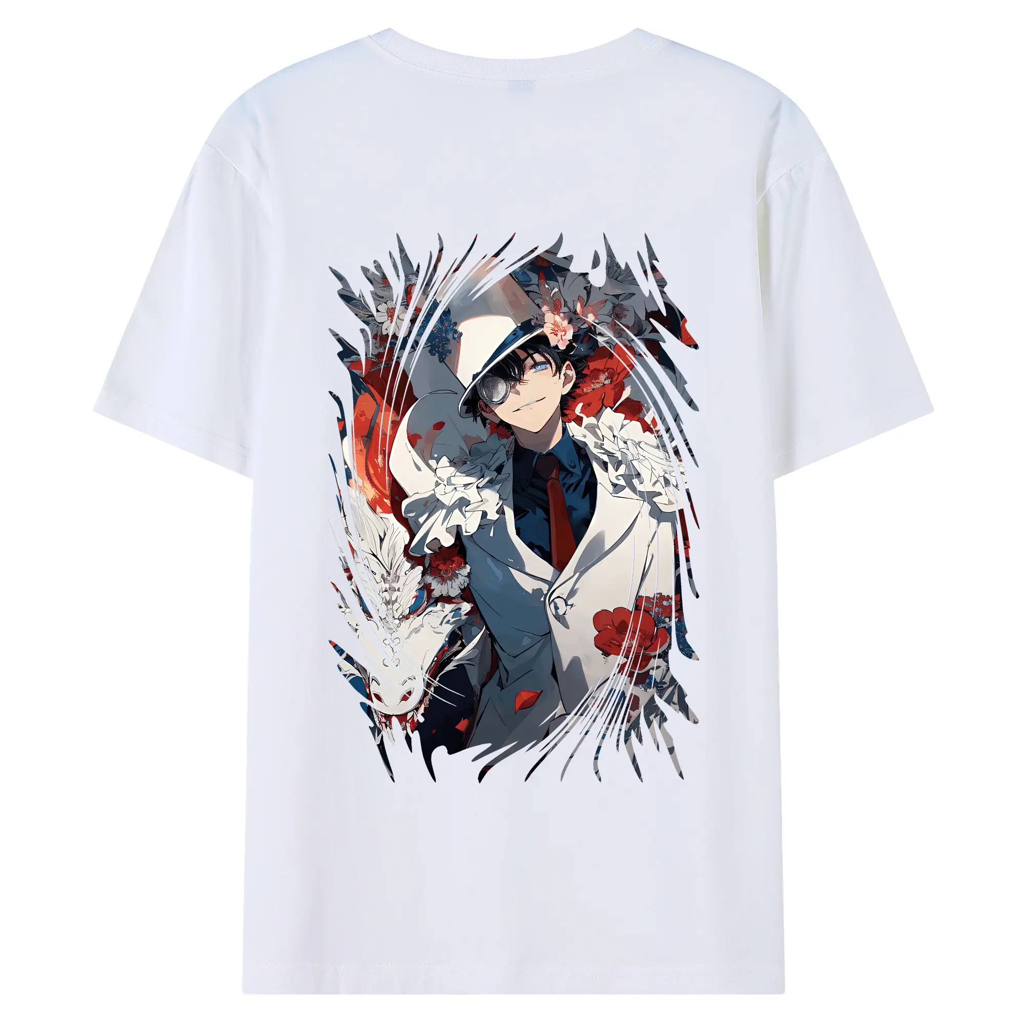 名探偵コナン グッズ 江戸川 コナン - 綿100％ 半袖Tシャツ ・ バックプリント ・ 快適 通気性 ・ 日常使い 散歩 スポーツ用