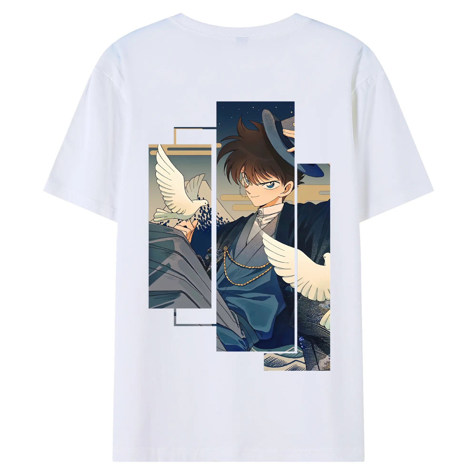 名探偵コナン グッズ 江戸川 コナン - 綿100％ 半袖Tシャツ ・ バックプリント ・ 快適 通気性 ・ 日常使い 散歩 スポーツ用