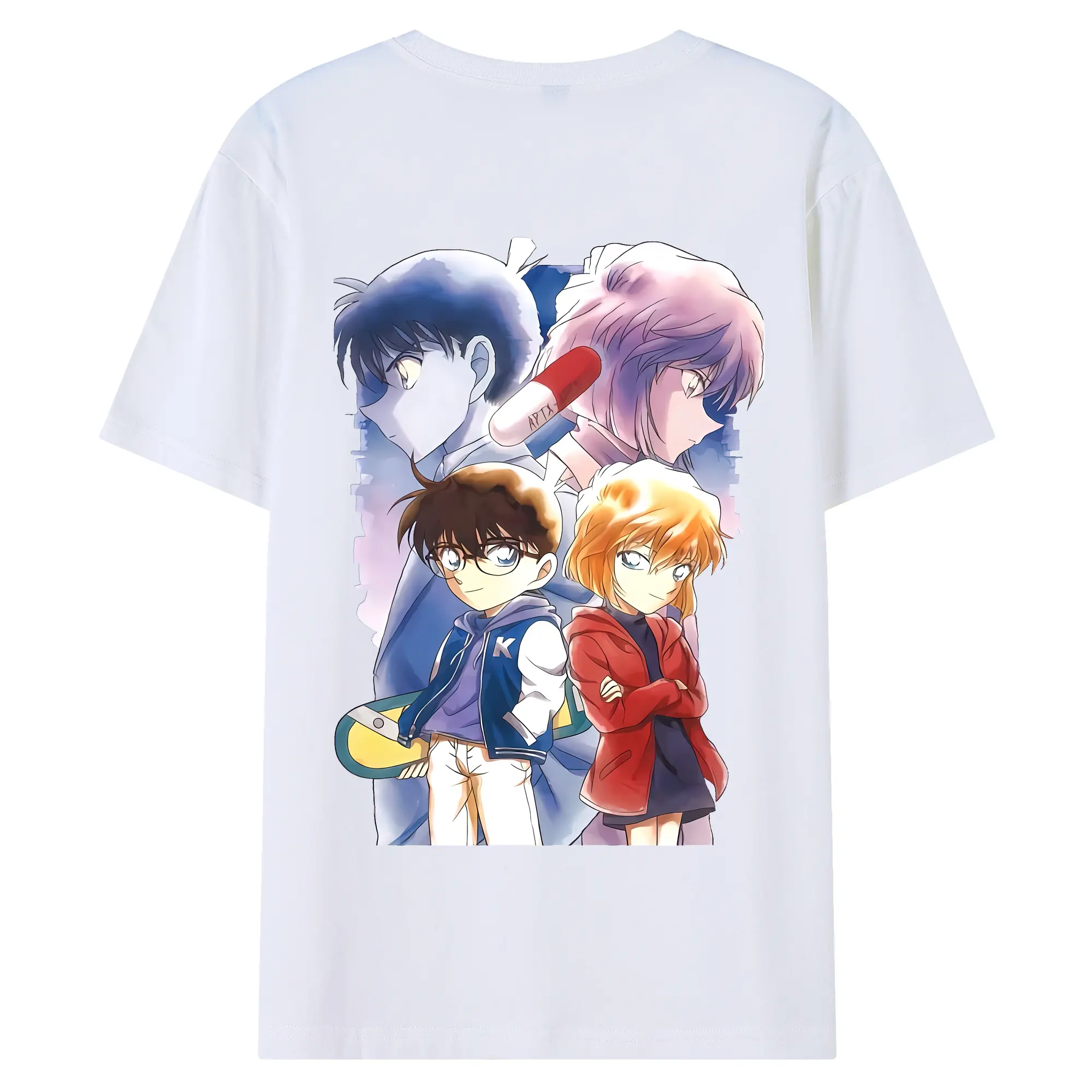 名探偵コナン グッズ 江戸川 コナン - 綿100％ 半袖Tシャツ ・ バックプリント ・ 快適 通気性 ・ 日常使い 散歩 スポーツ用