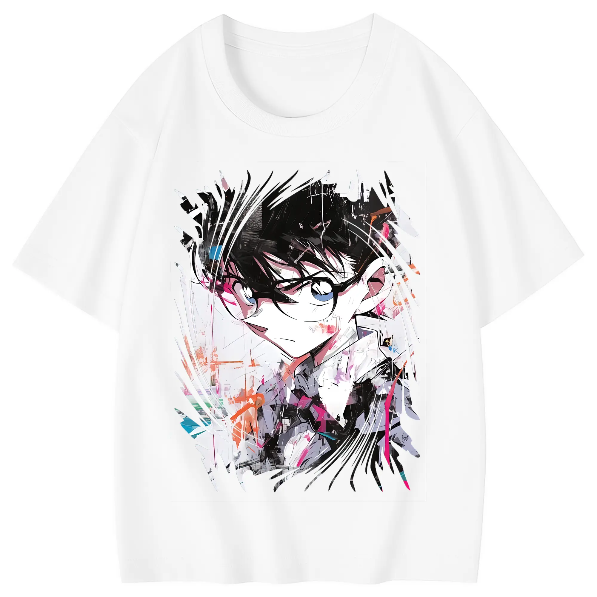 名探偵コナン グッズ 江戸川 コナン - 綿100％ キッズTシャツ ・ フロントプリント ・ 快適 通気性 ・ スポーツ カジュアル 散歩用