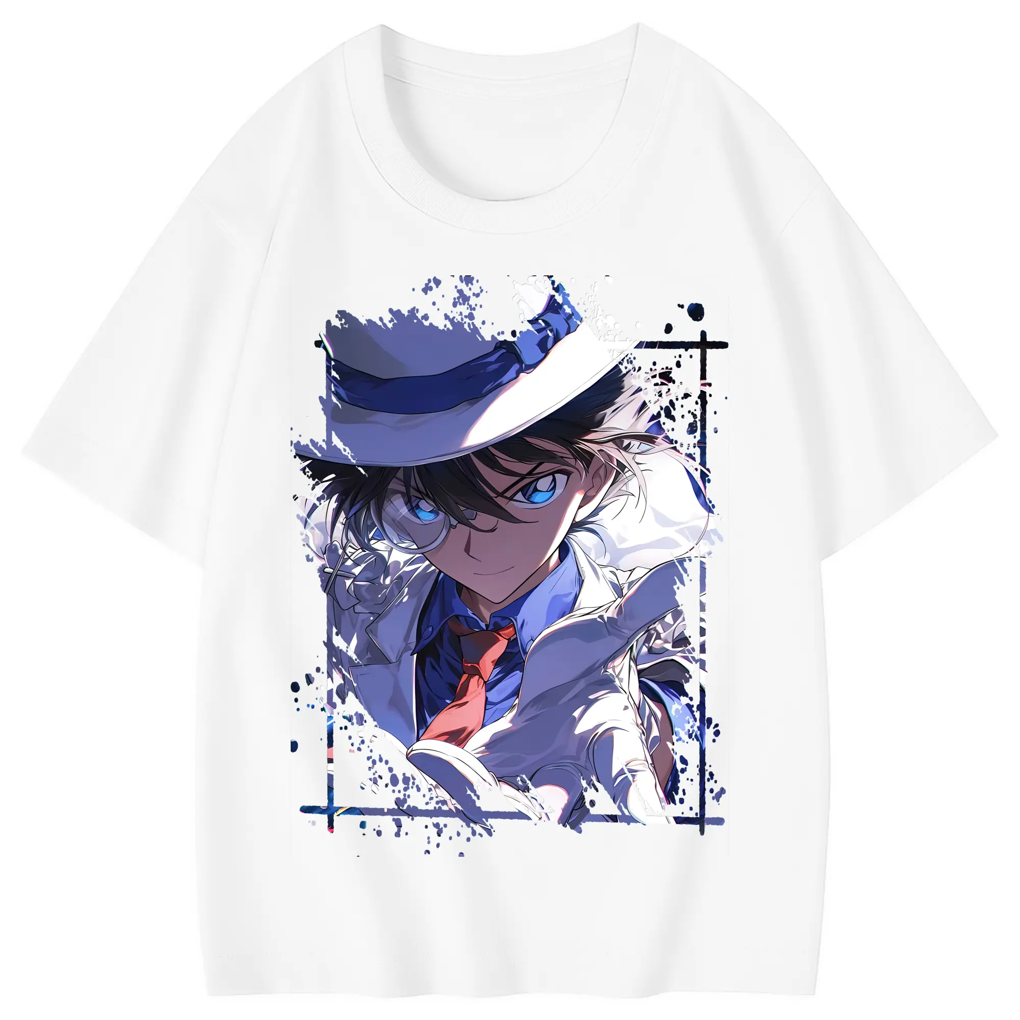 名探偵コナン グッズ 江戸川 コナン - 綿100％ キッズTシャツ ・ フロントプリント ・ 快適 通気性 ・ スポーツ カジュアル 散歩用