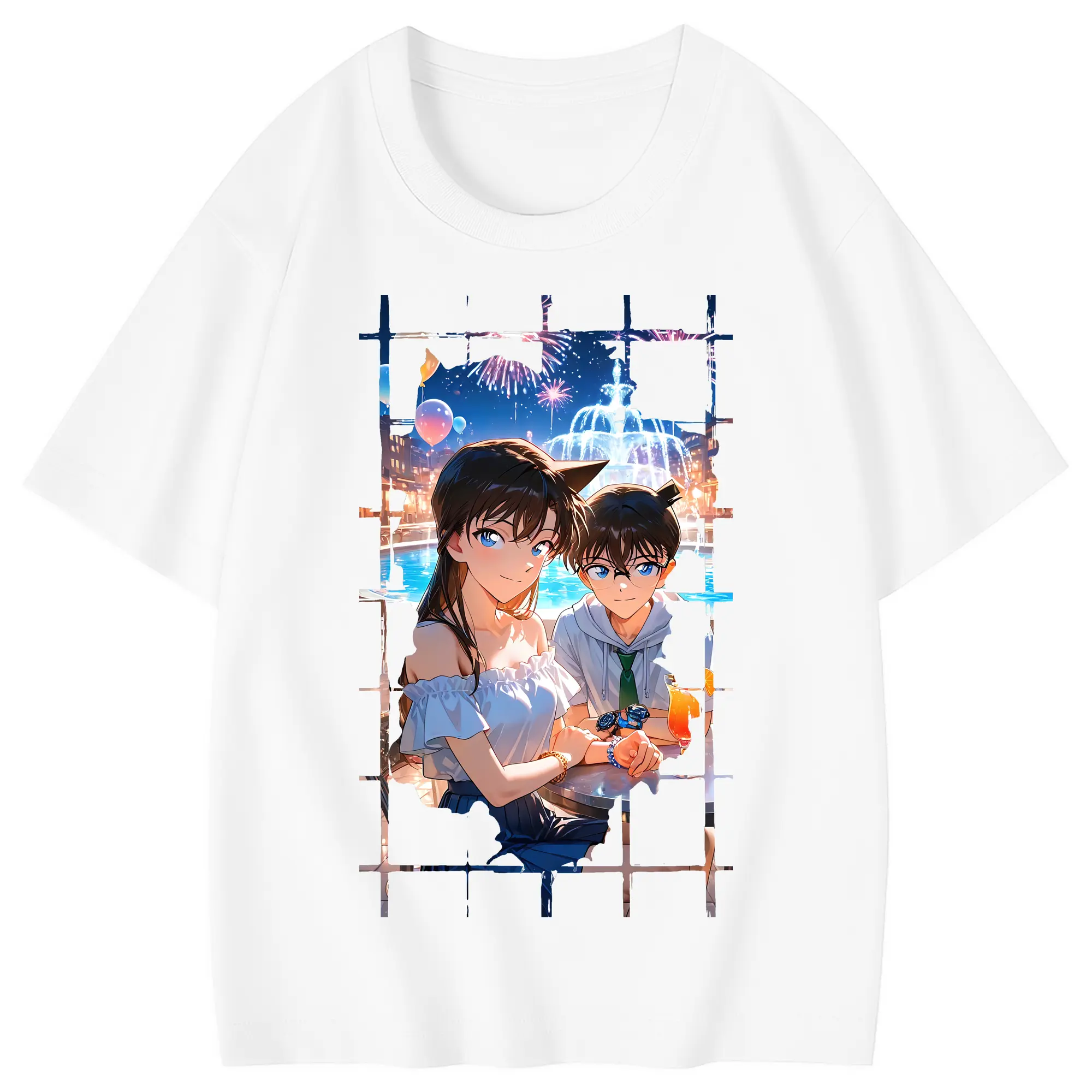 名探偵コナン グッズ 江戸川 コナン - 綿100％ キッズTシャツ ・ フロントプリント ・ 快適 通気性 ・ スポーツ カジュアル 散歩用