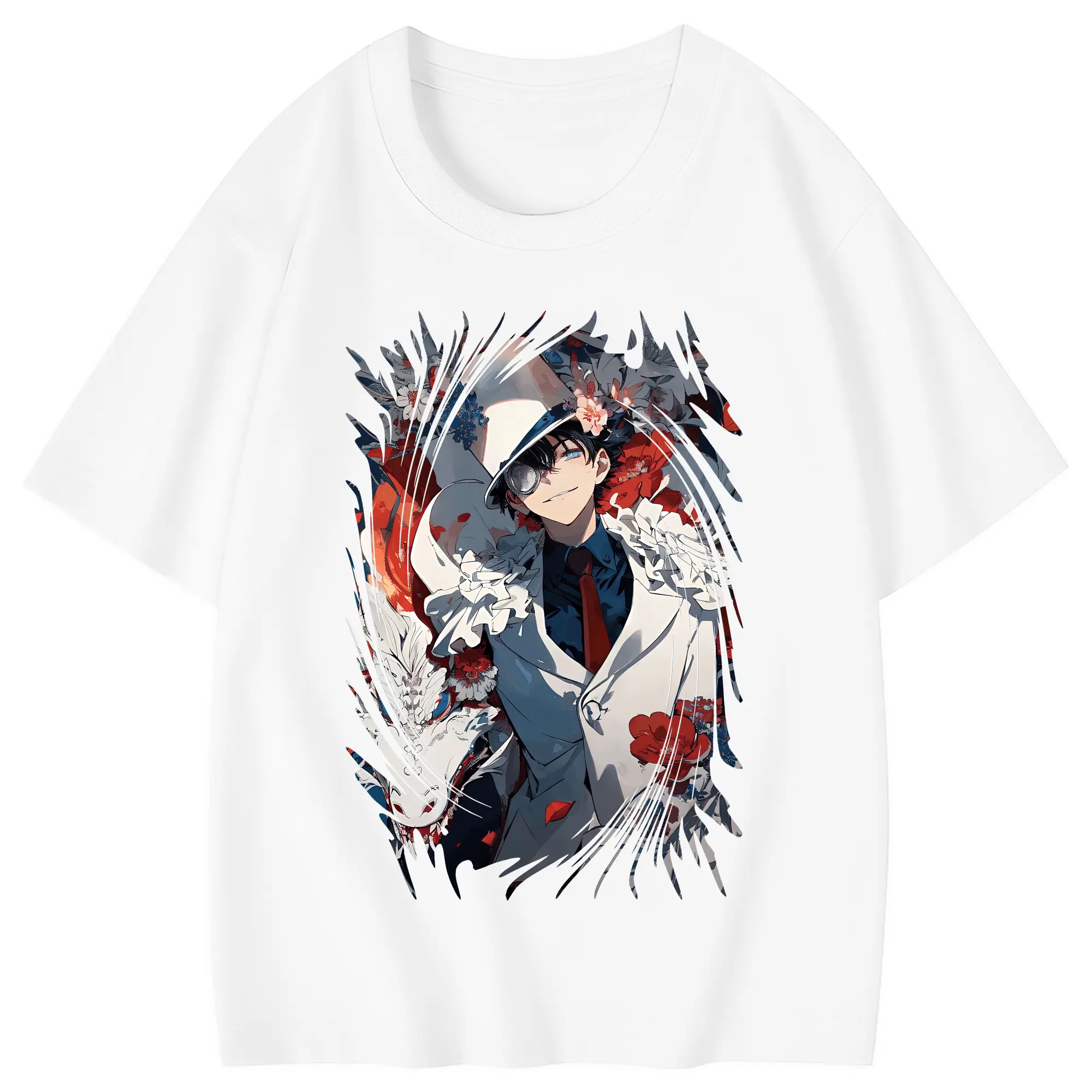 名探偵コナン グッズ 江戸川 コナン - 綿100％ キッズTシャツ ・ フロントプリント ・ 快適 通気性 ・ スポーツ カジュアル 散歩用