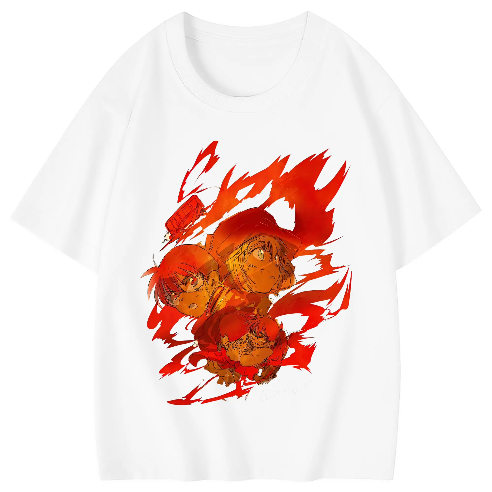 名探偵コナン グッズ 江戸川 コナン - 綿100％ キッズTシャツ ・ フロントプリント ・ 快適 通気性 ・ スポーツ カジュアル 散歩用