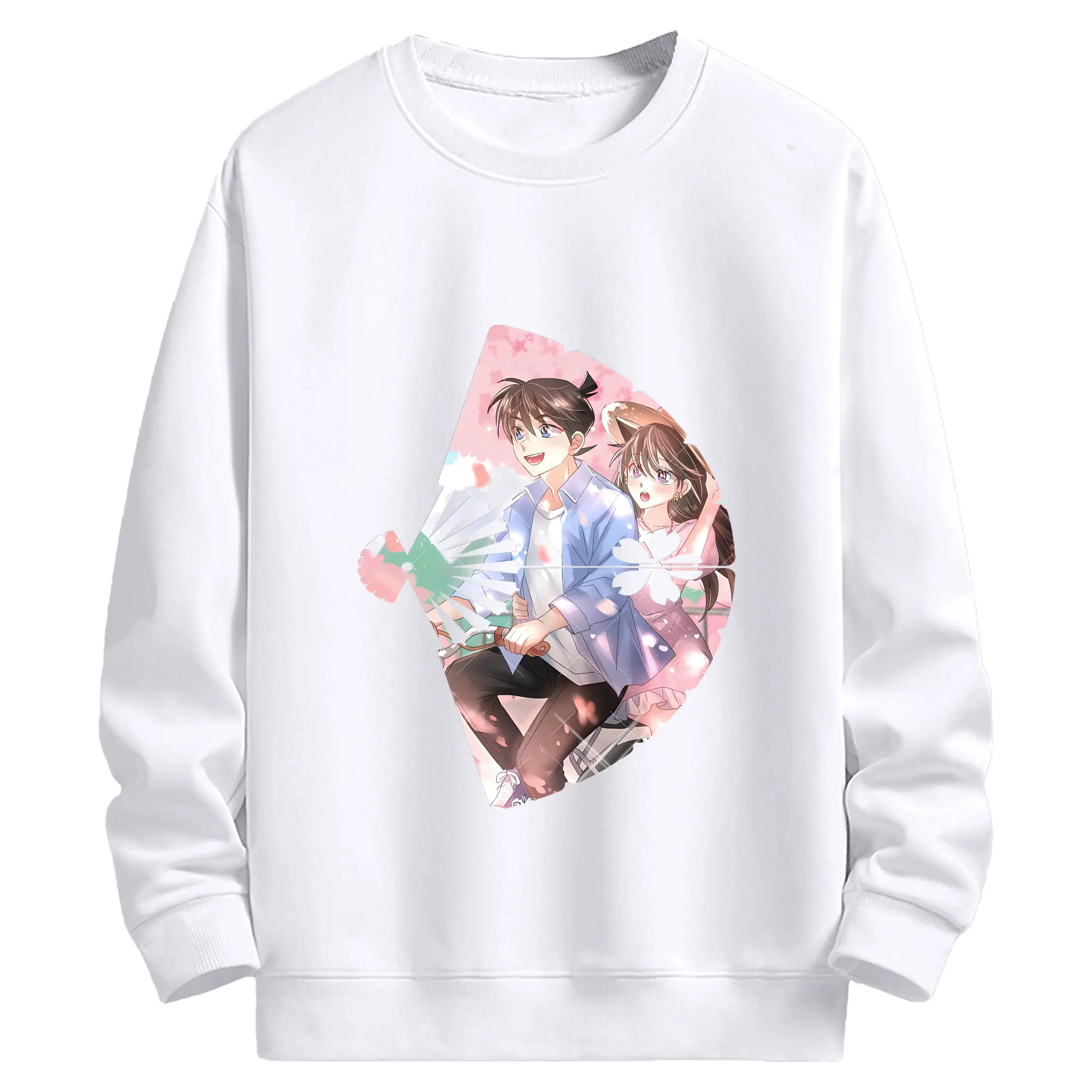 名探偵コナン グッズ 江戸川 コナン - 高品質 クルーネック スウェット ・ コットン59％ ポリエステル41％ ・ ユニセックス 長袖 トレーナー ・ カジュアル デイリー スポーツ 散歩用