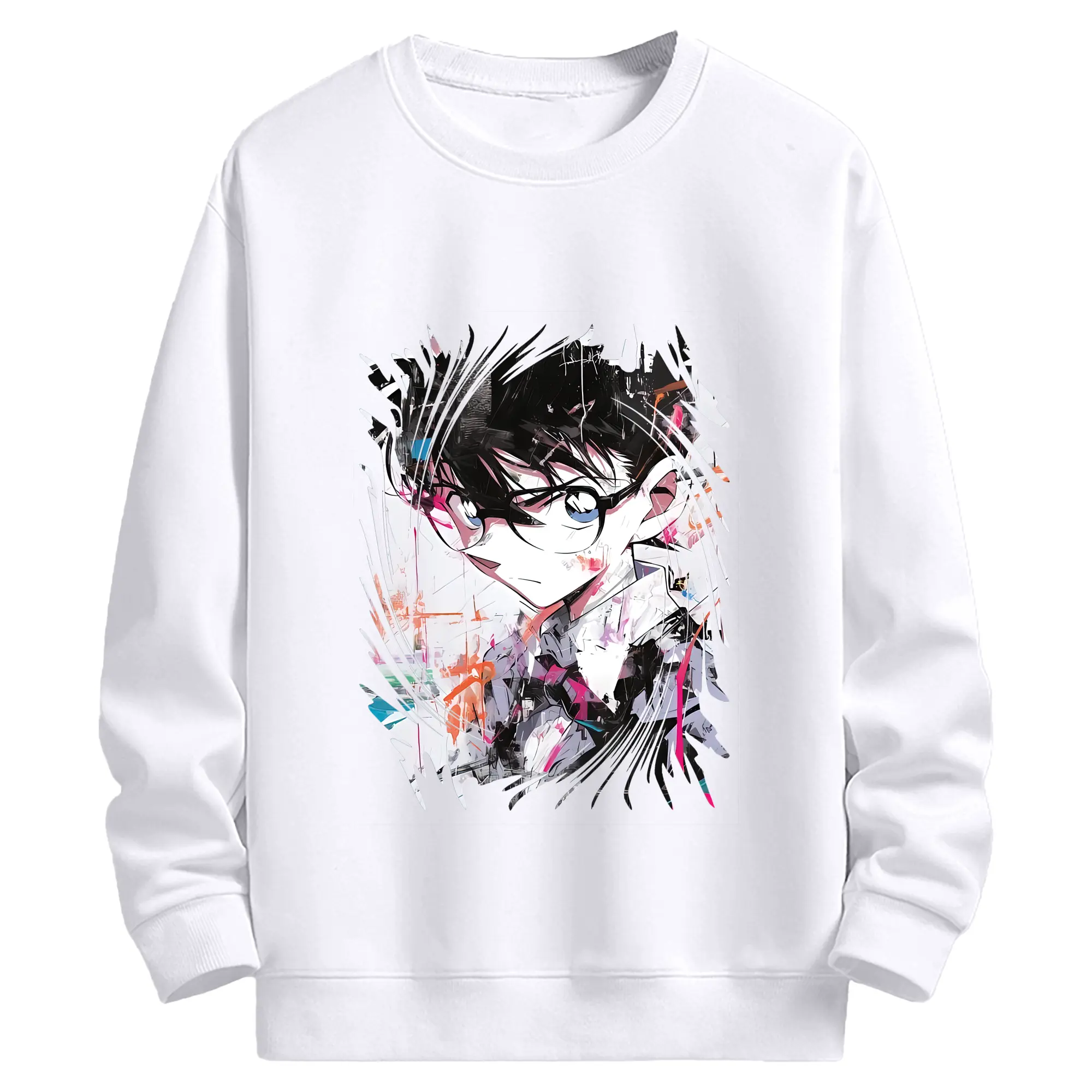 名探偵コナン グッズ 江戸川 コナン - 高品質 クルーネック スウェット ・ コットン59％ ポリエステル41％ ・ ユニセックス 長袖 トレーナー ・ カジュアル デイリー スポーツ 散歩用