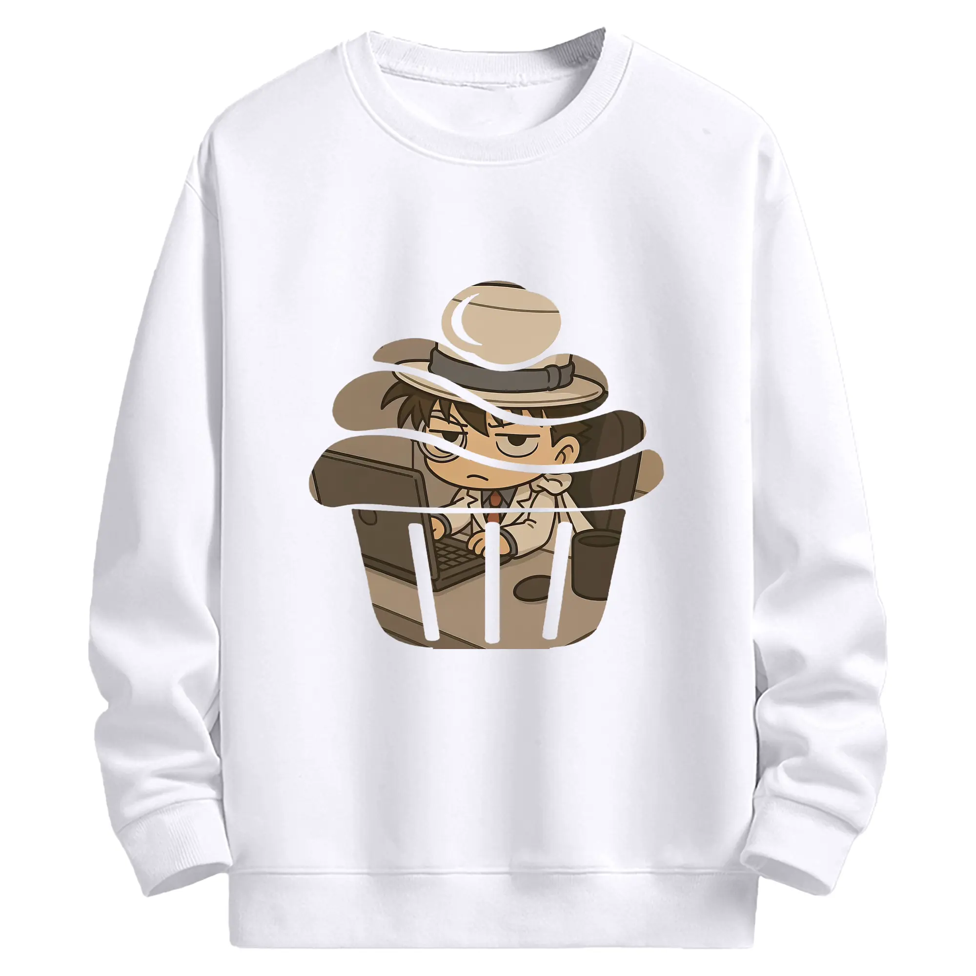 名探偵コナン グッズ 江戸川 コナン - 高品質 クルーネック スウェット ・ コットン59％ ポリエステル41％ ・ ユニセックス 長袖 トレーナー ・ カジュアル デイリー スポーツ 散歩用