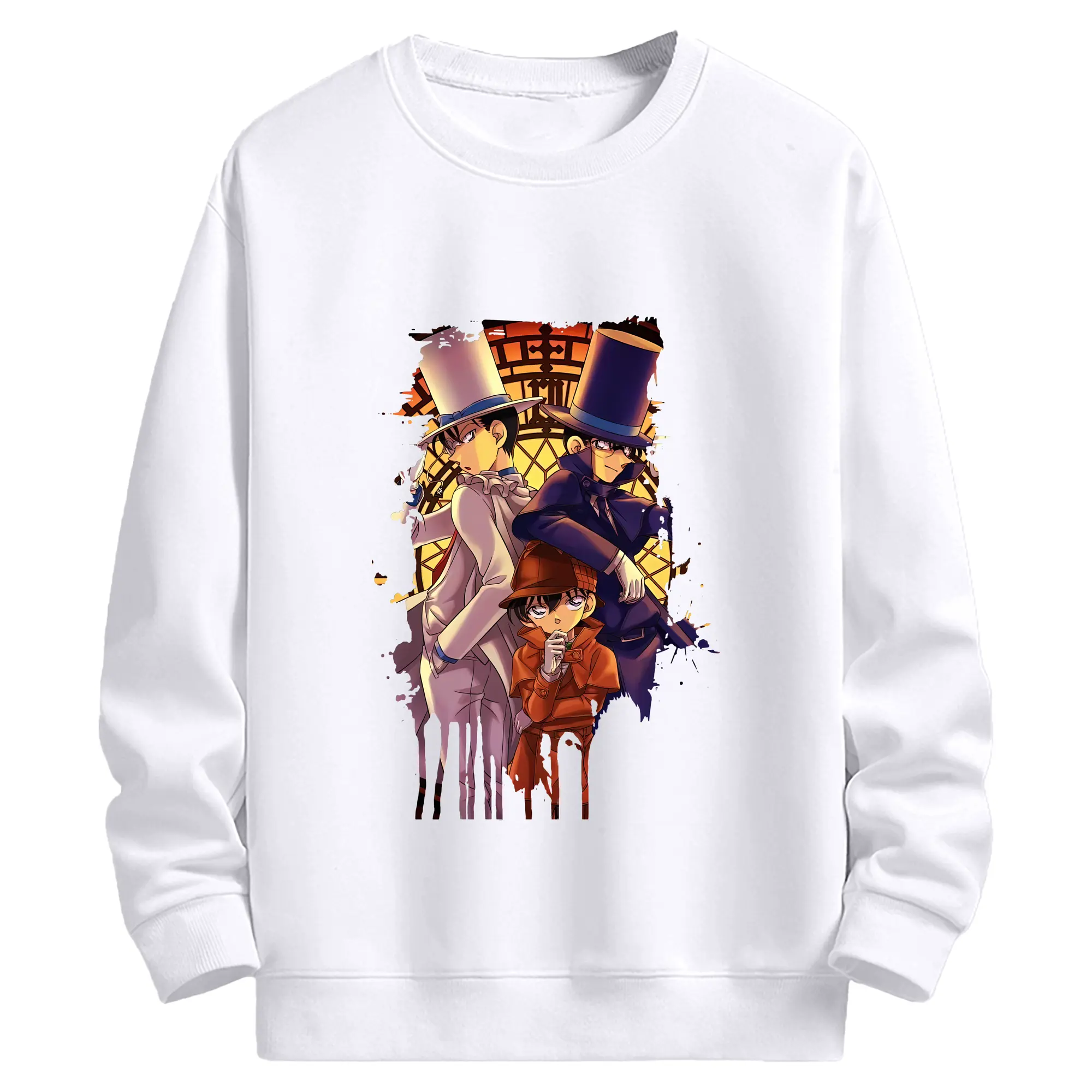 名探偵コナン グッズ 江戸川 コナン - 高品質 クルーネック スウェット ・ コットン59％ ポリエステル41％ ・ ユニセックス 長袖 トレーナー ・ カジュアル デイリー スポーツ 散歩用