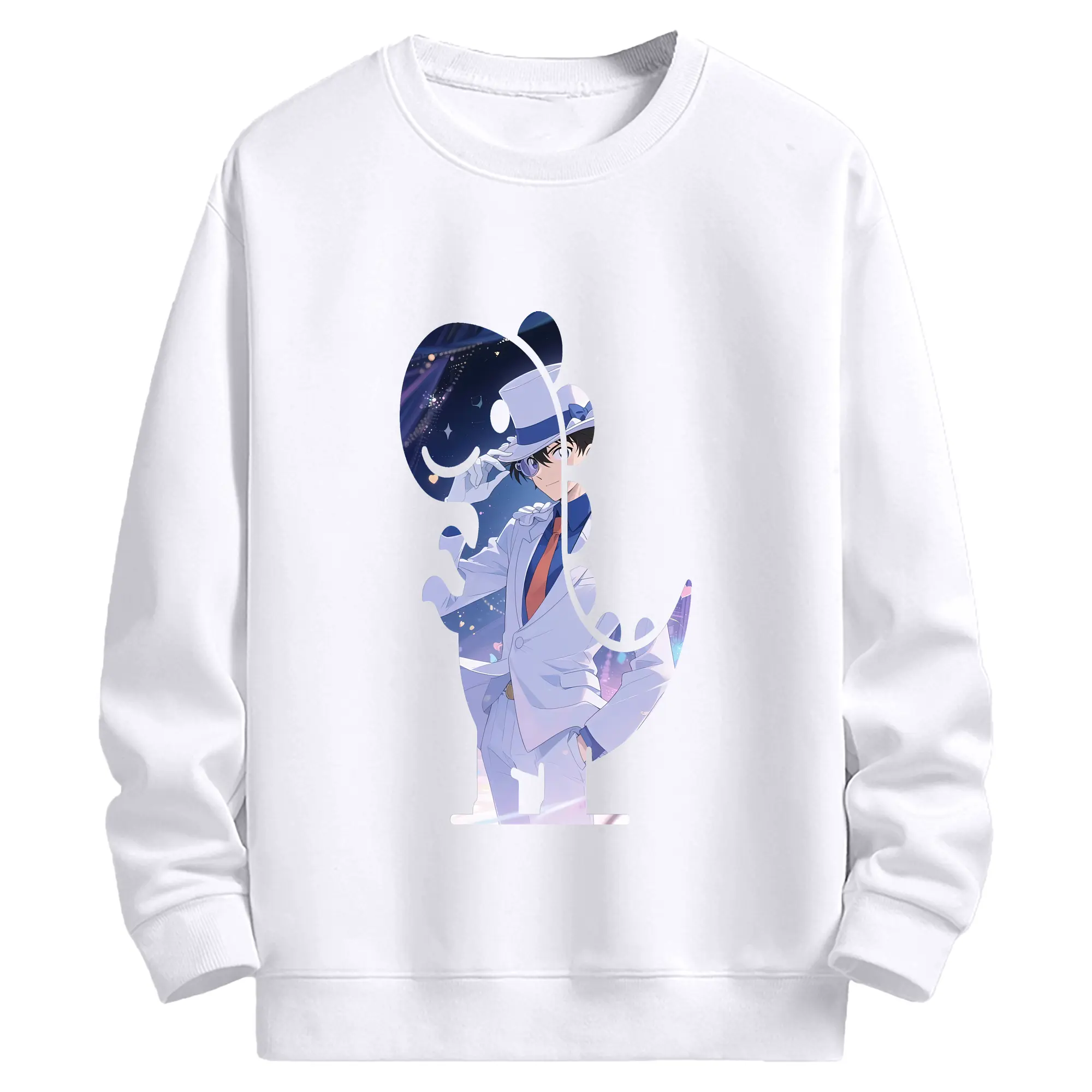 名探偵コナン グッズ 江戸川 コナン - 高品質 クルーネック スウェット ・ コットン59％ ポリエステル41％ ・ ユニセックス 長袖 トレーナー ・ カジュアル デイリー スポーツ 散歩用