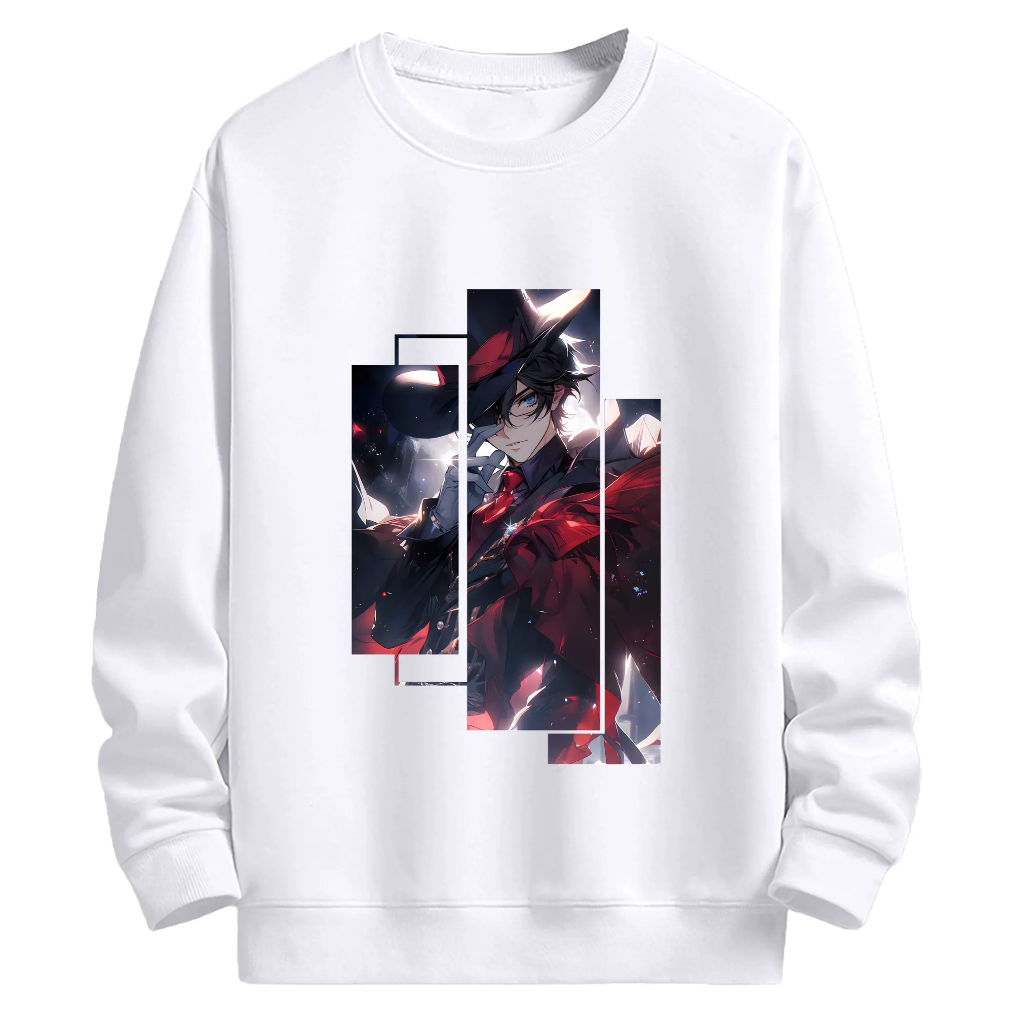 名探偵コナン グッズ 江戸川 コナン - 高品質 クルーネック スウェット ・ コットン59％ ポリエステル41％ ・ ユニセックス 長袖 トレーナー ・ カジュアル デイリー スポーツ 散歩用