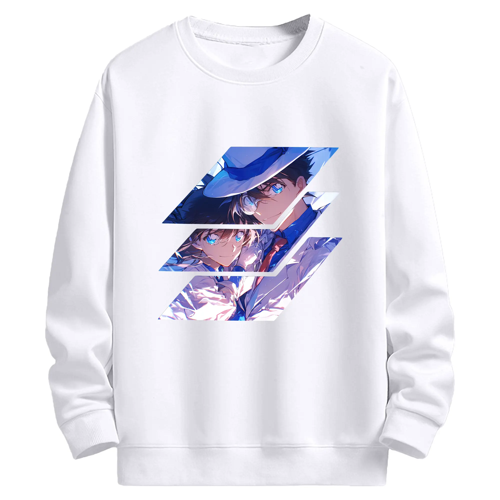 名探偵コナン グッズ 江戸川 コナン - 高品質 クルーネック スウェット ・ コットン59％ ポリエステル41％ ・ ユニセックス 長袖 トレーナー ・ カジュアル デイリー スポーツ 散歩用