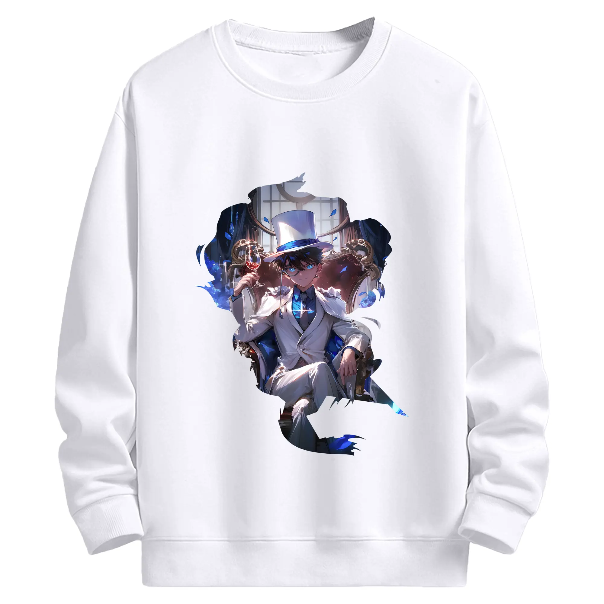 名探偵コナン グッズ 江戸川 コナン - 高品質 クルーネック スウェット ・ コットン59％ ポリエステル41％ ・ ユニセックス 長袖 トレーナー ・ カジュアル デイリー スポーツ 散歩用