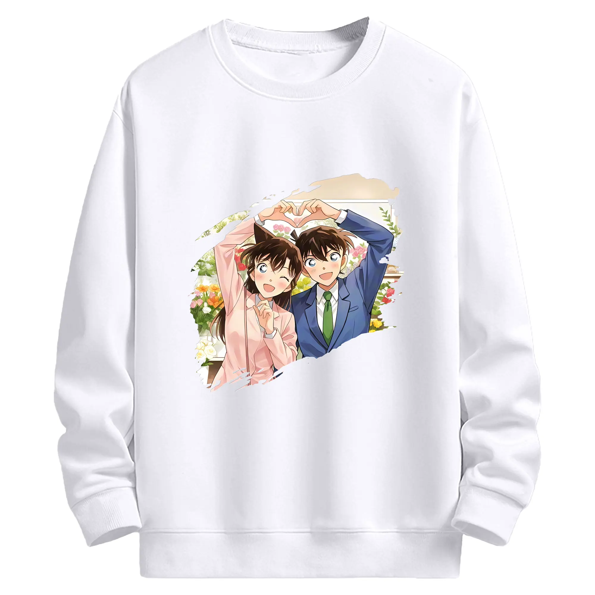 名探偵コナン グッズ 江戸川 コナン - 高品質 クルーネック スウェット ・ コットン59％ ポリエステル41％ ・ ユニセックス 長袖 トレーナー ・ カジュアル デイリー スポーツ 散歩用