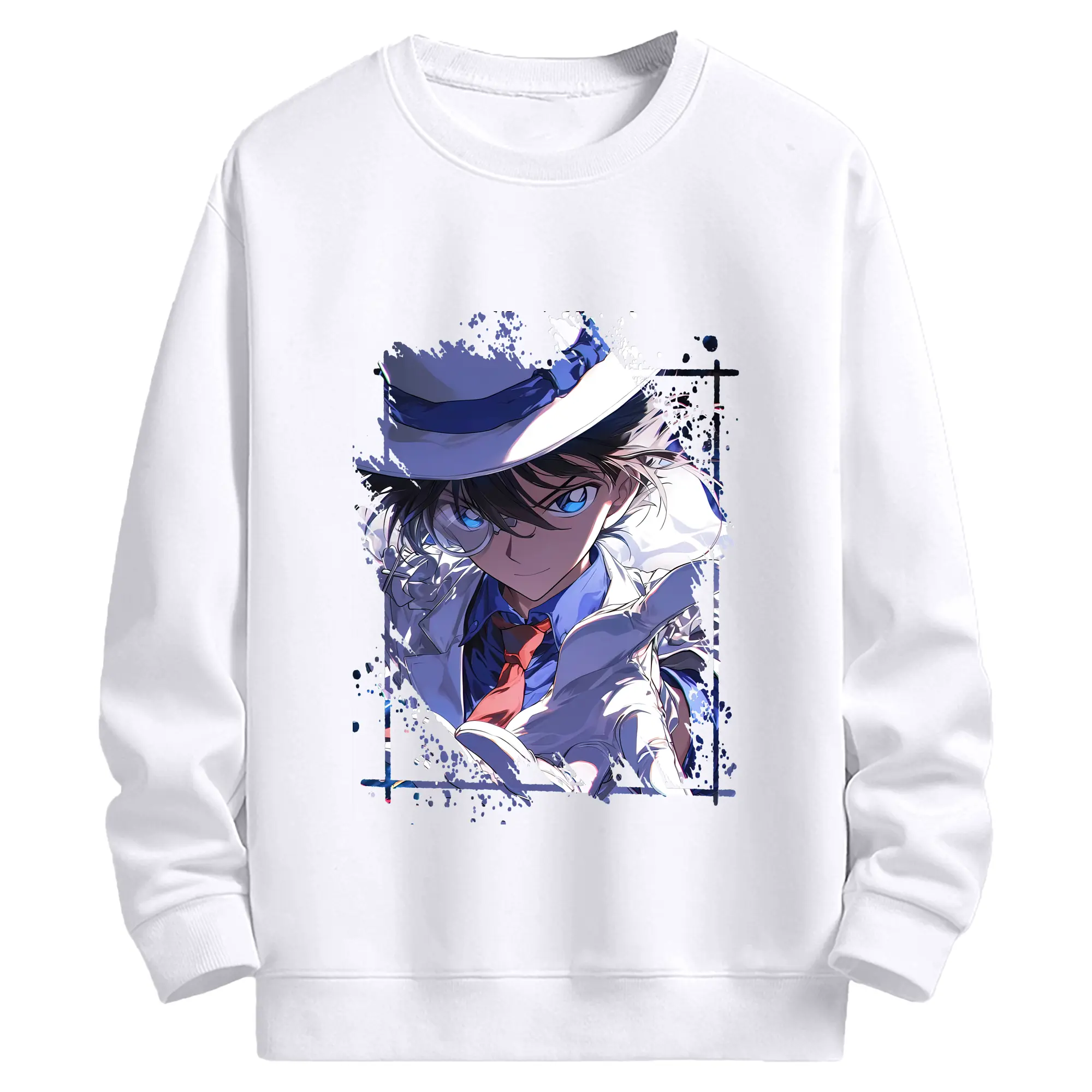 名探偵コナン グッズ 江戸川 コナン - 高品質 クルーネック スウェット ・ コットン59％ ポリエステル41％ ・ ユニセックス 長袖 トレーナー ・ カジュアル デイリー スポーツ 散歩用