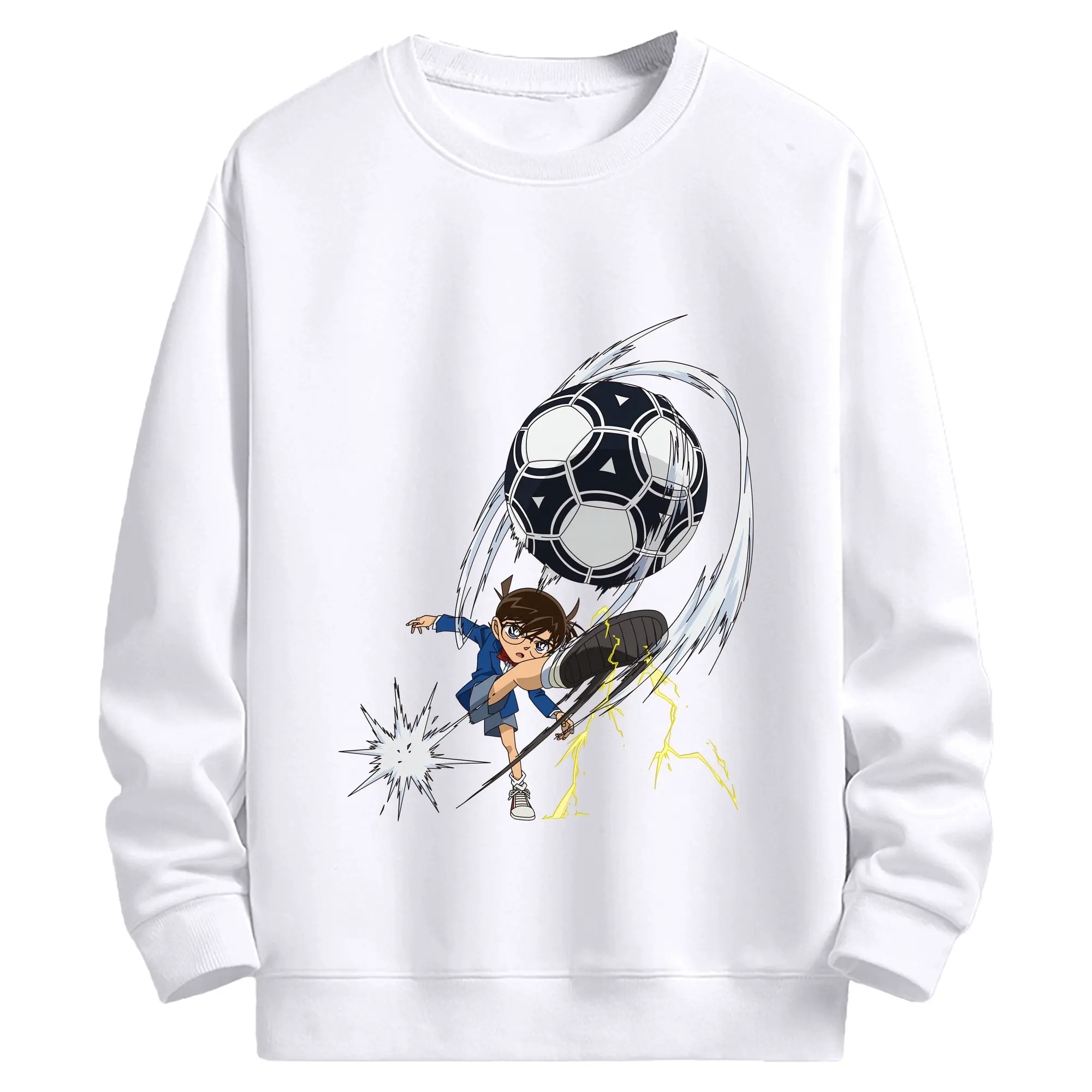 名探偵コナン グッズ 江戸川 コナン - 高品質 クルーネック スウェット ・ コットン59％ ポリエステル41％ ・ ユニセックス 長袖 トレーナー ・ カジュアル デイリー スポーツ 散歩用