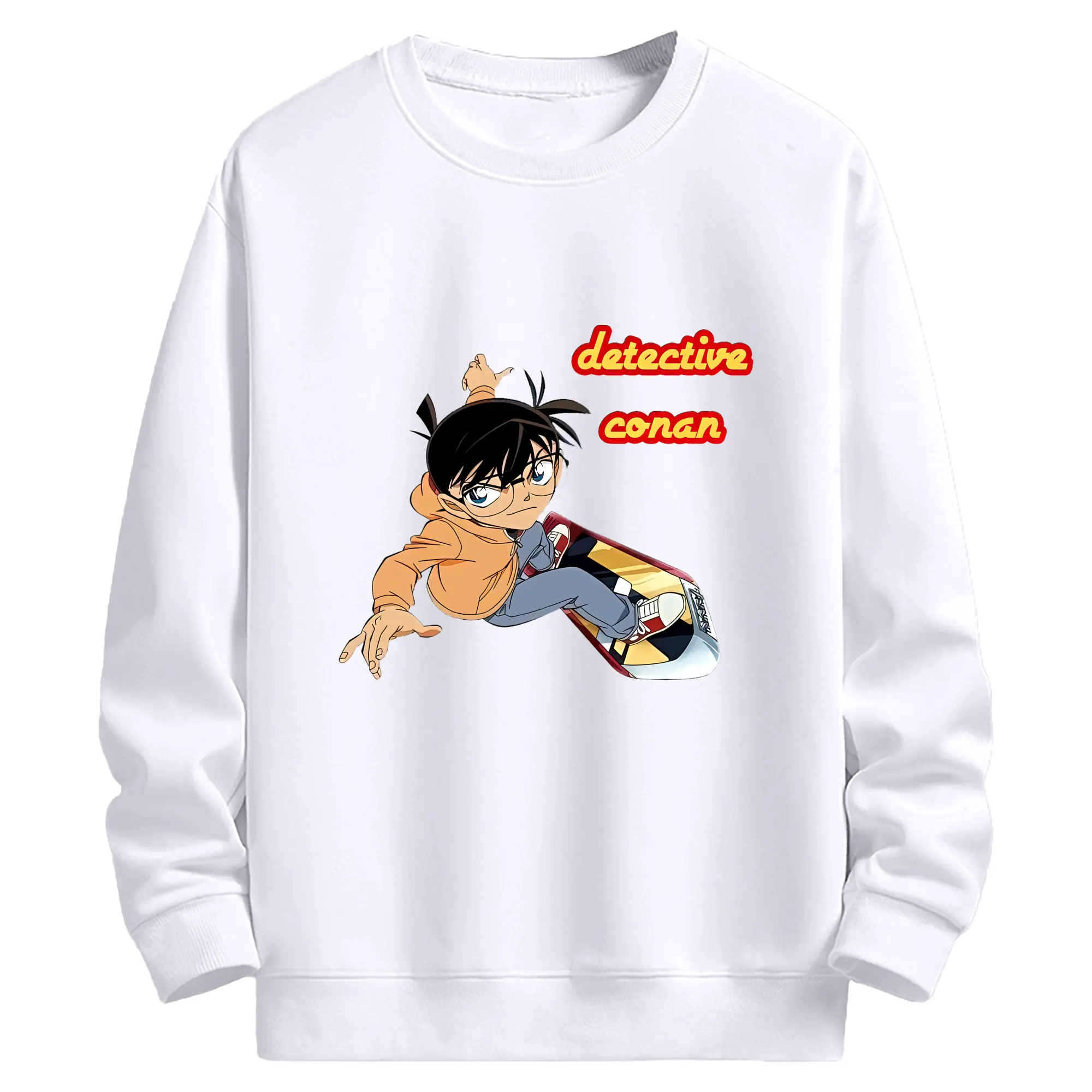 名探偵コナン グッズ 江戸川 コナン - 高品質 クルーネック スウェット ・ コットン59％ ポリエステル41％ ・ ユニセックス 長袖 トレーナー ・ カジュアル デイリー スポーツ 散歩用