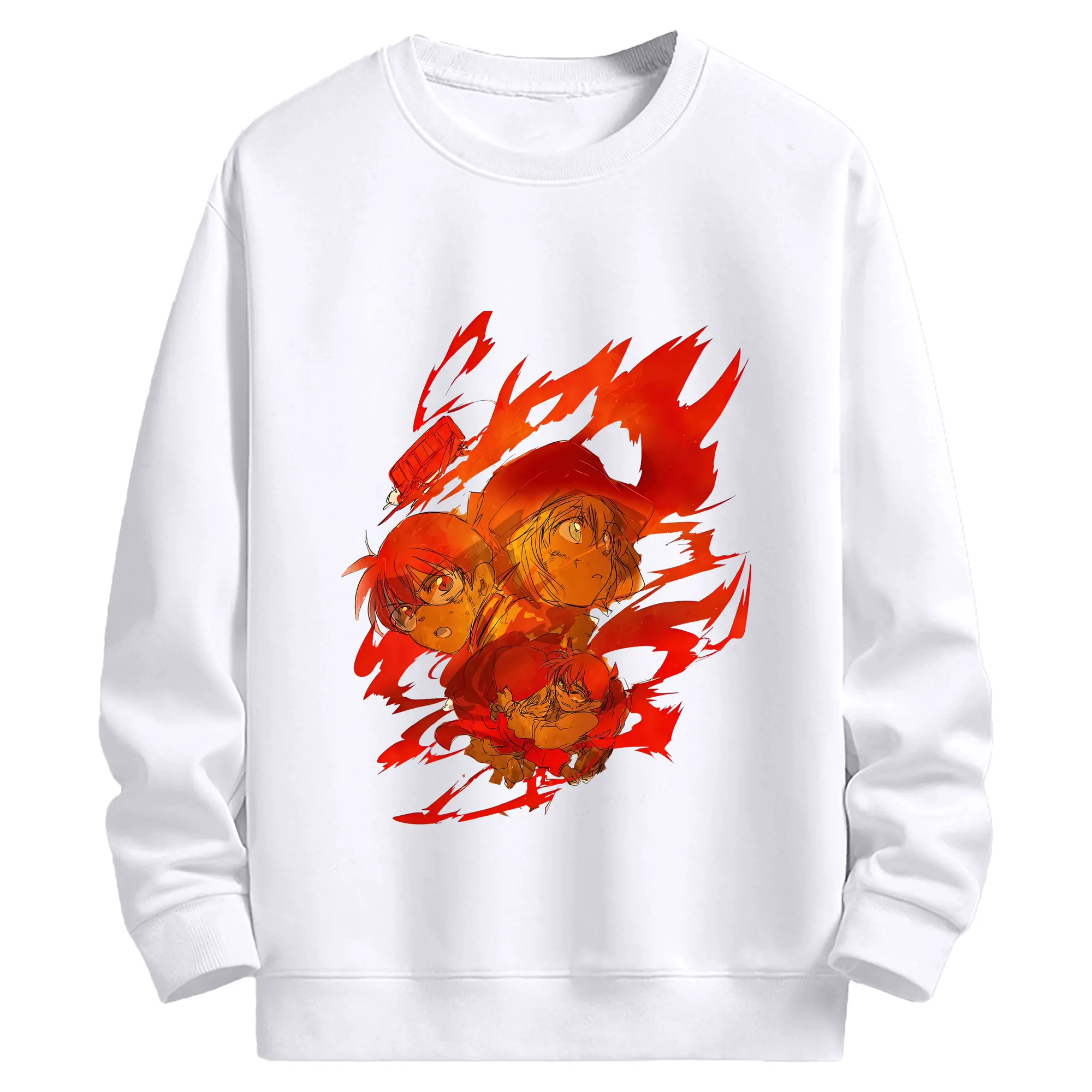 名探偵コナン グッズ 江戸川 コナン - 高品質 クルーネック スウェット ・ コットン59％ ポリエステル41％ ・ ユニセックス 長袖 トレーナー ・ カジュアル デイリー スポーツ 散歩用