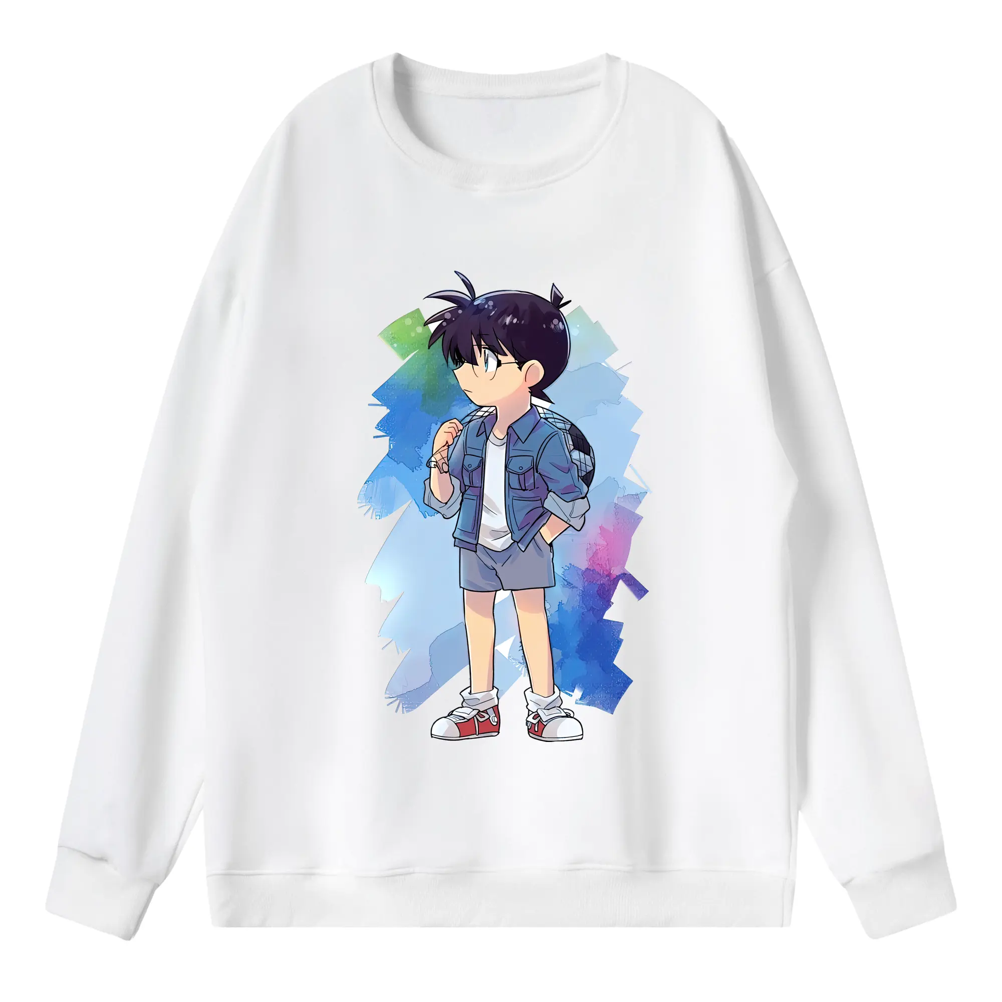 名探偵コナン グッズ 江戸川 コナン - 薄手 クルーネック スウェット 裏毛260g · ポリエステル 春秋向け カジュアル 男女兼用 · トレーナー デイリー スポーツ 散歩に最適