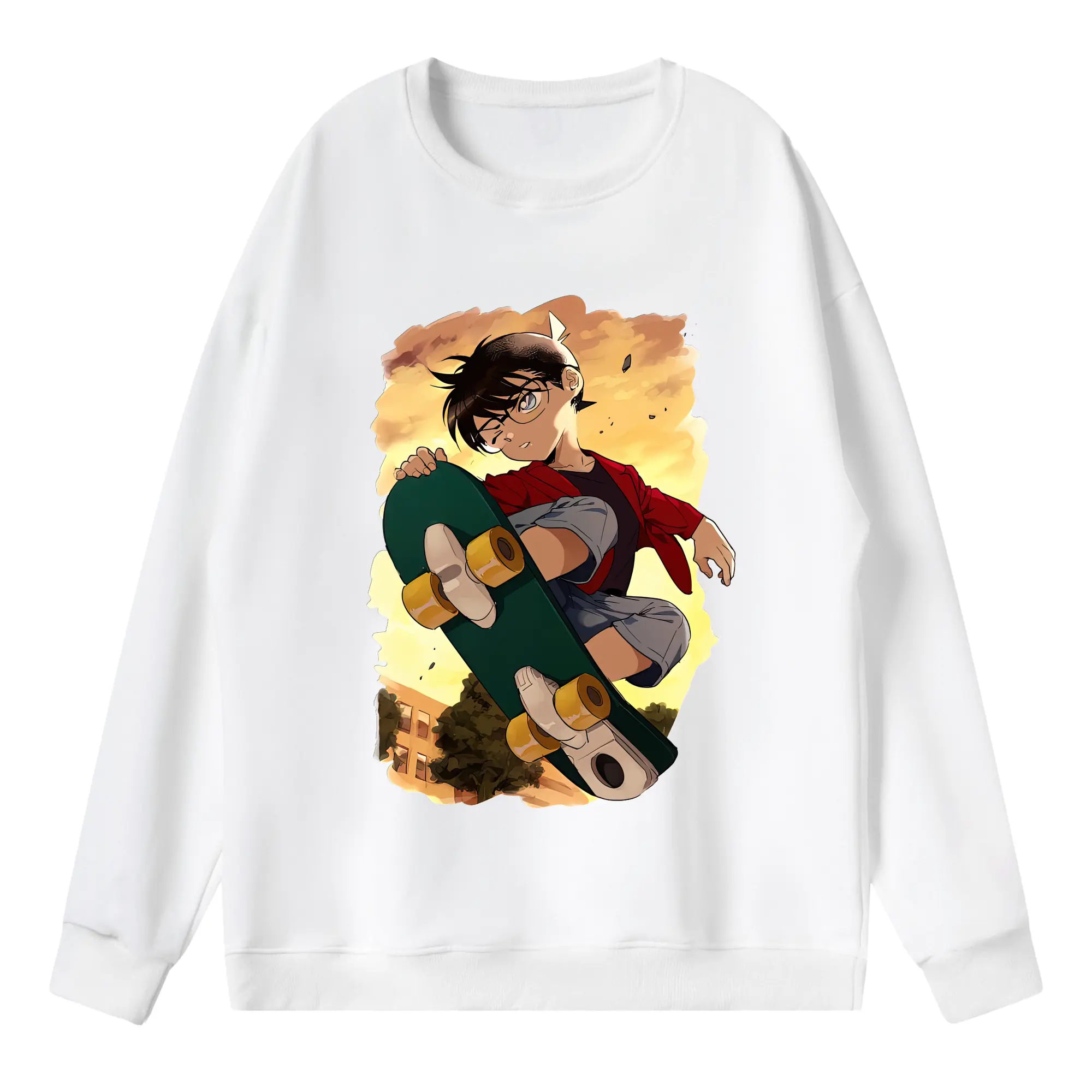 名探偵コナン グッズ 江戸川 コナン - 薄手 クルーネック スウェット 裏毛260g · ポリエステル 春秋向け カジュアル 男女兼用 · トレーナー デイリー スポーツ 散歩に最適