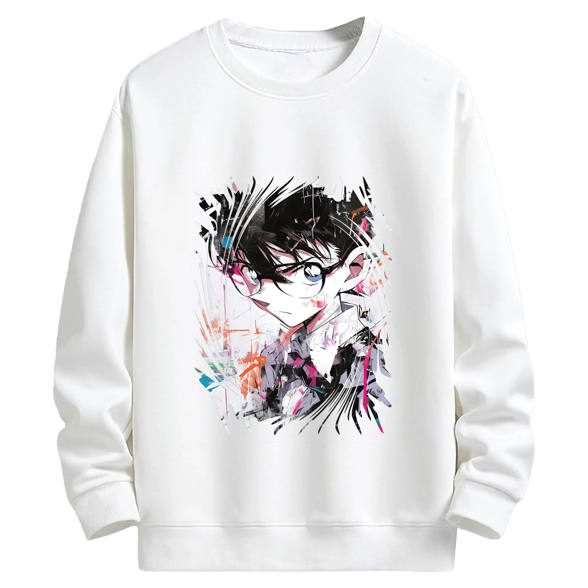 名探偵コナン グッズ 江戸川 コナン - キッズ クルーネックスウェットシャツ ・ フロントプリント ・ 綿80％ ポリエステル20％ ・ 快適 通学 スポーツ 日常使い お散歩用