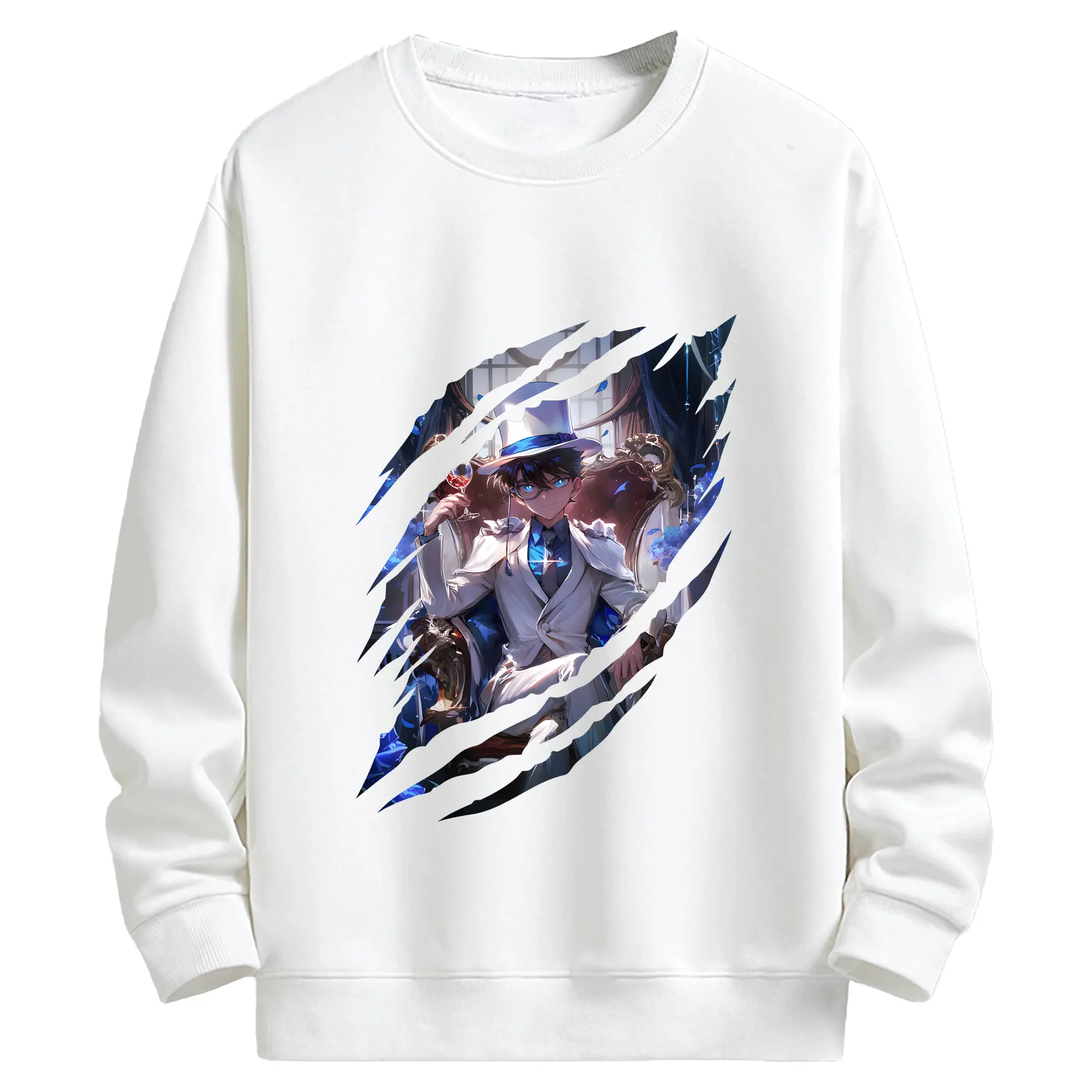 名探偵コナン グッズ 江戸川 コナン - キッズ クルーネックスウェットシャツ ・ フロントプリント ・ 綿80％ ポリエステル20％ ・ 快適 通学 スポーツ 日常使い お散歩用