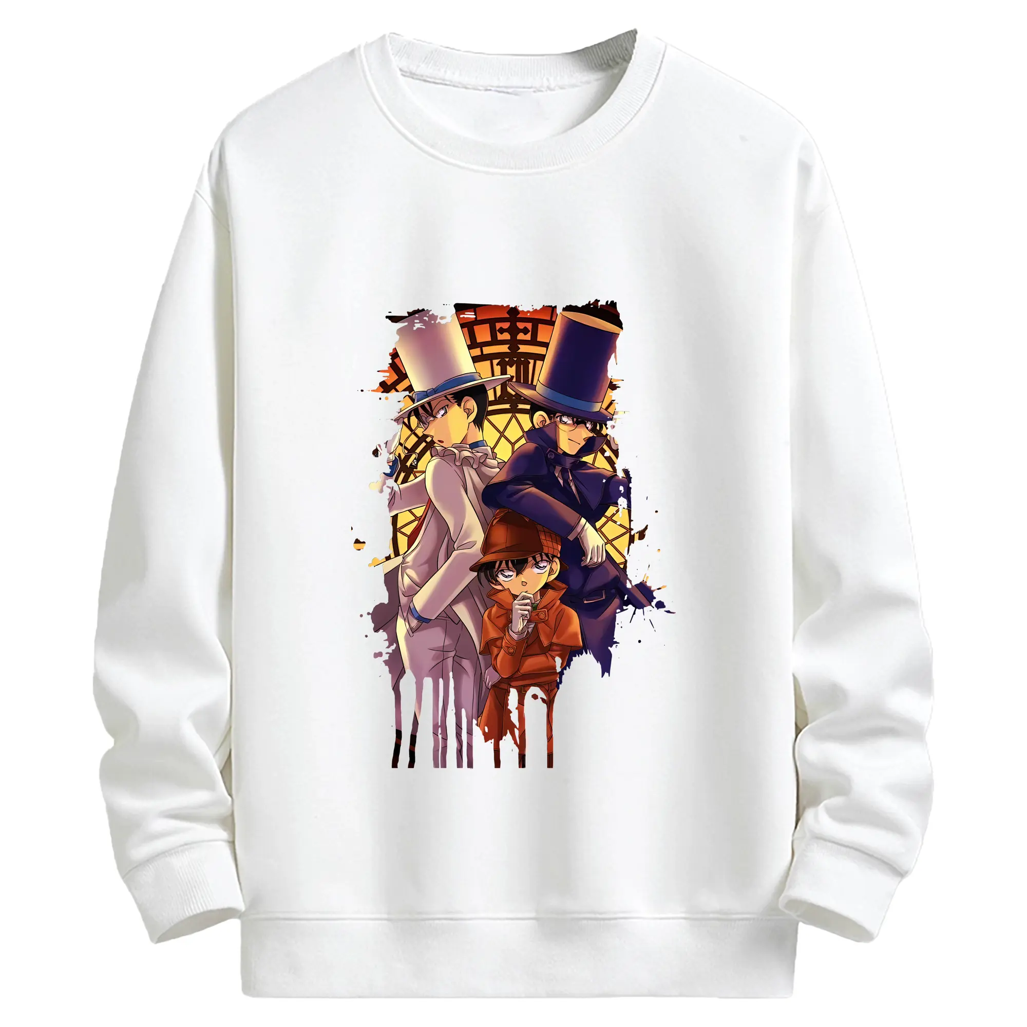 名探偵コナン グッズ 江戸川 コナン - キッズ クルーネックスウェットシャツ ・ フロントプリント ・ 綿80％ ポリエステル20％ ・ 快適 通学 スポーツ 日常使い お散歩用