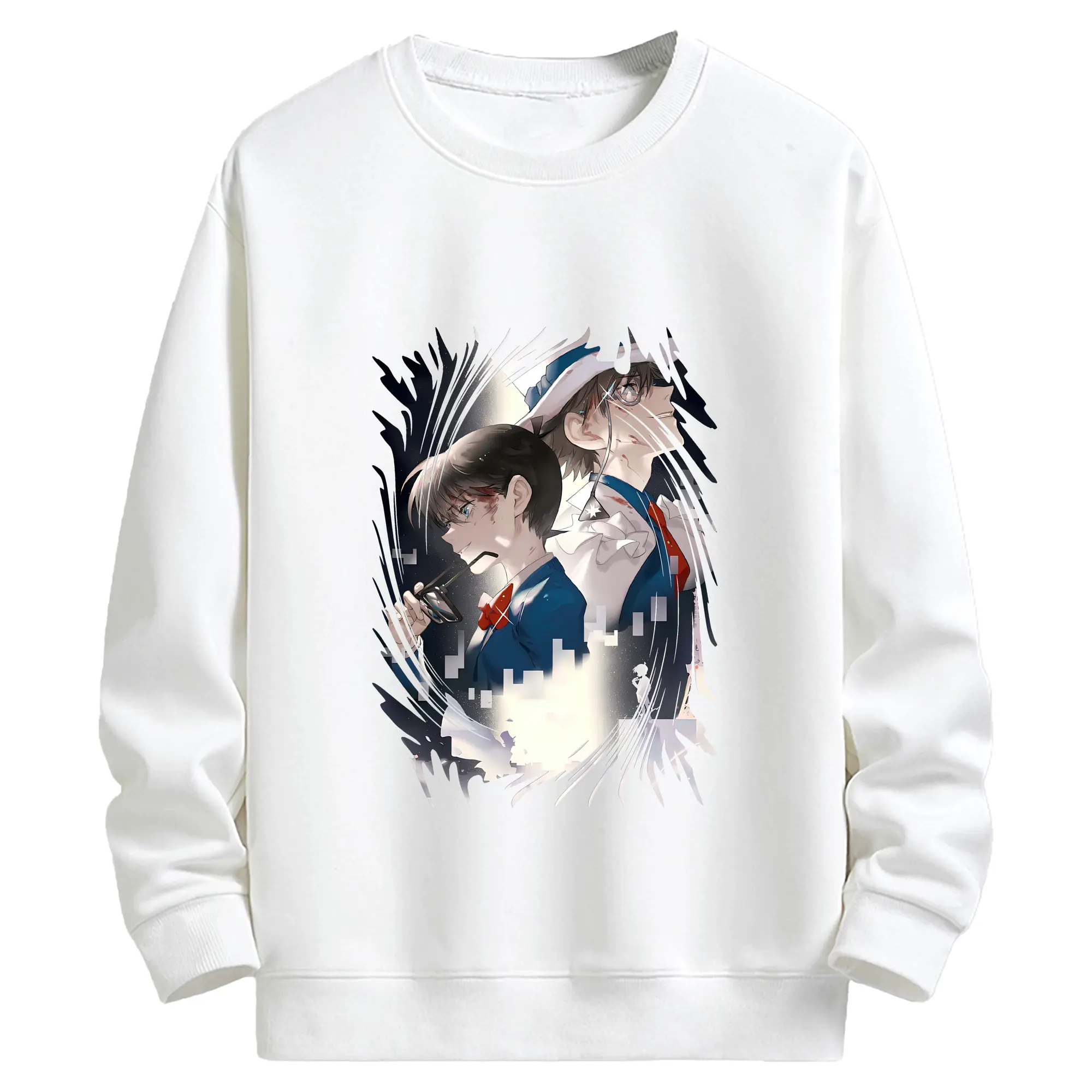 名探偵コナン グッズ 江戸川 コナン - キッズ クルーネックスウェットシャツ ・ フロントプリント ・ 綿80％ ポリエステル20％ ・ 快適 通学 スポーツ 日常使い お散歩用