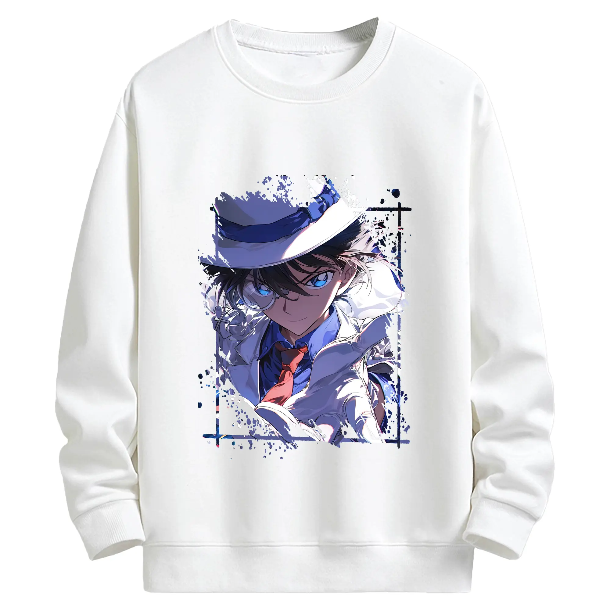 名探偵コナン グッズ 江戸川 コナン - キッズ クルーネックスウェットシャツ ・ フロントプリント ・ 綿80％ ポリエステル20％ ・ 快適 通学 スポーツ 日常使い お散歩用