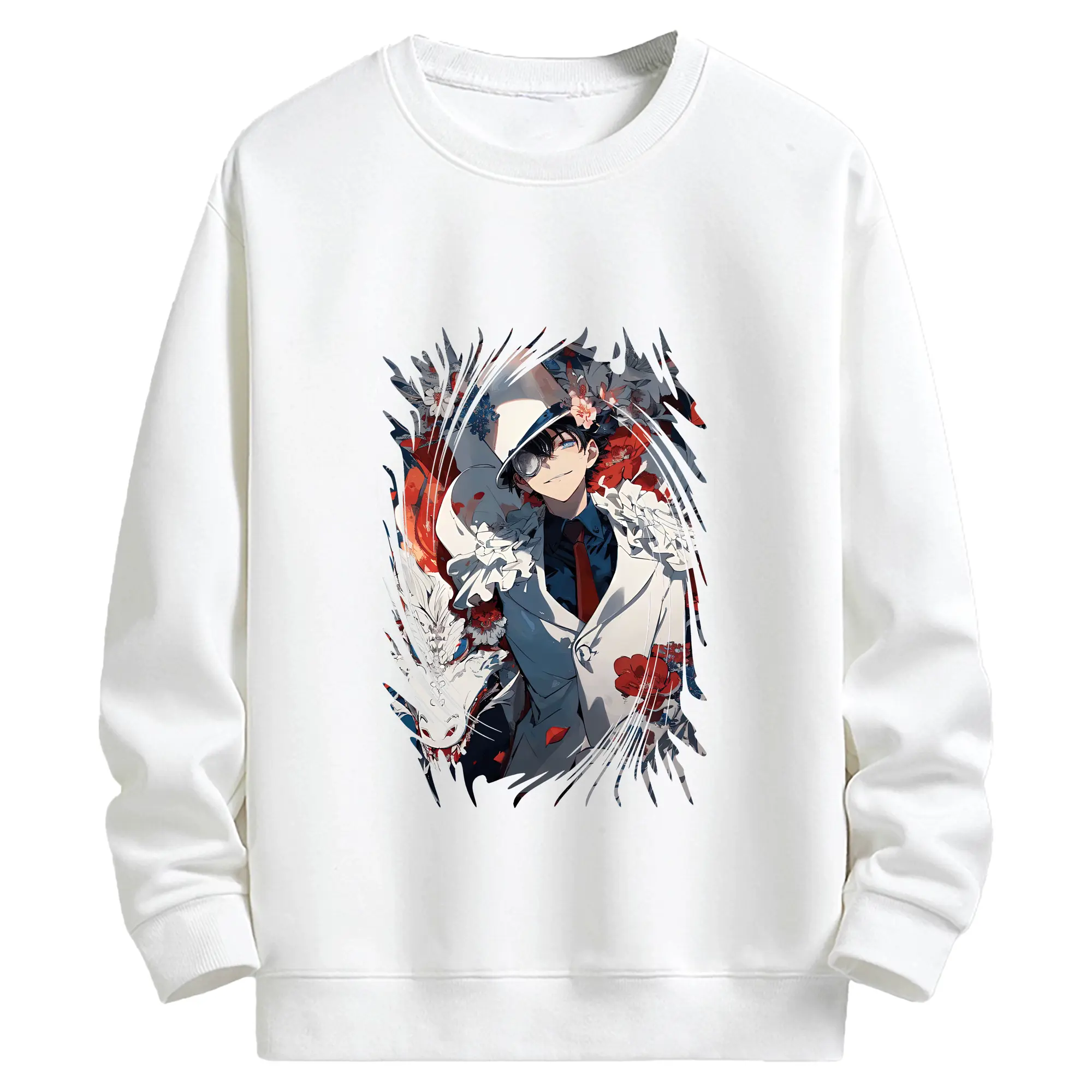 名探偵コナン グッズ 江戸川 コナン - キッズ クルーネックスウェットシャツ ・ フロントプリント ・ 綿80％ ポリエステル20％ ・ 快適 通学 スポーツ 日常使い お散歩用