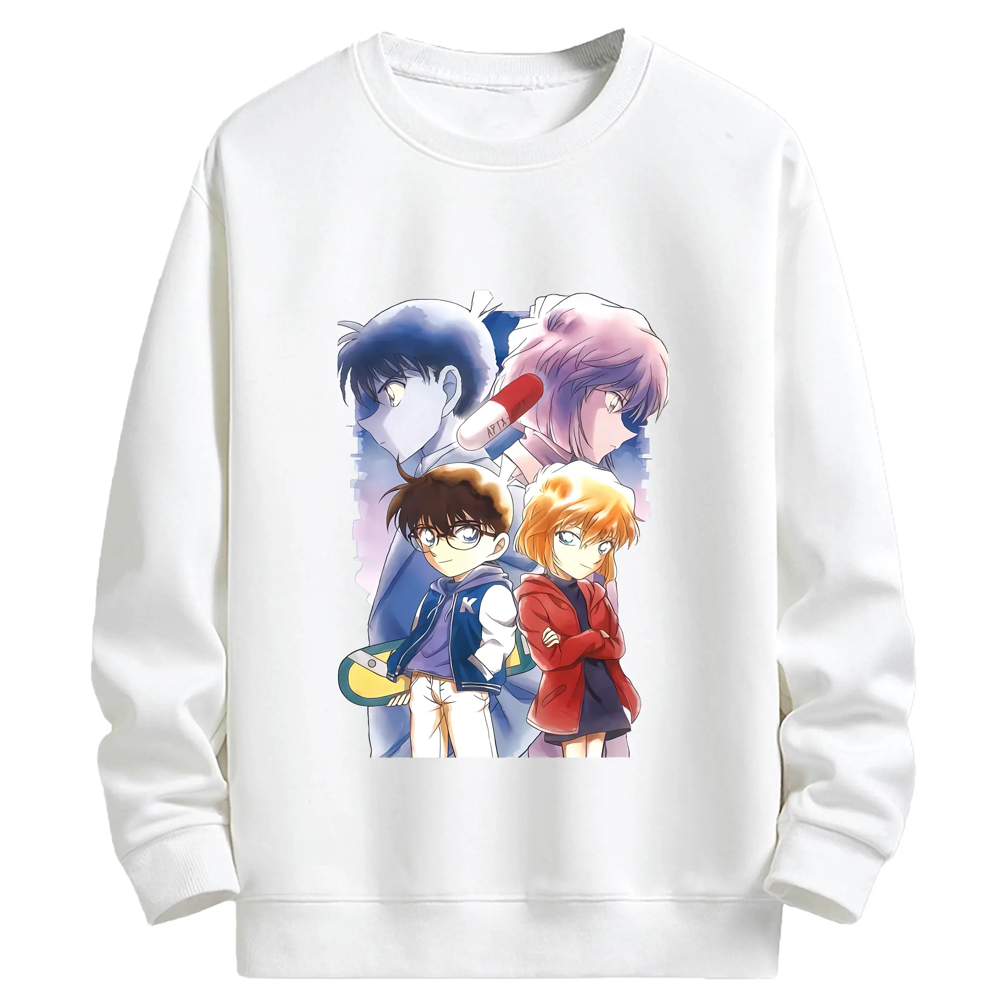 名探偵コナン グッズ 江戸川 コナン - キッズ クルーネックスウェットシャツ ・ フロントプリント ・ 綿80％ ポリエステル20％ ・ 快適 通学 スポーツ 日常使い お散歩用