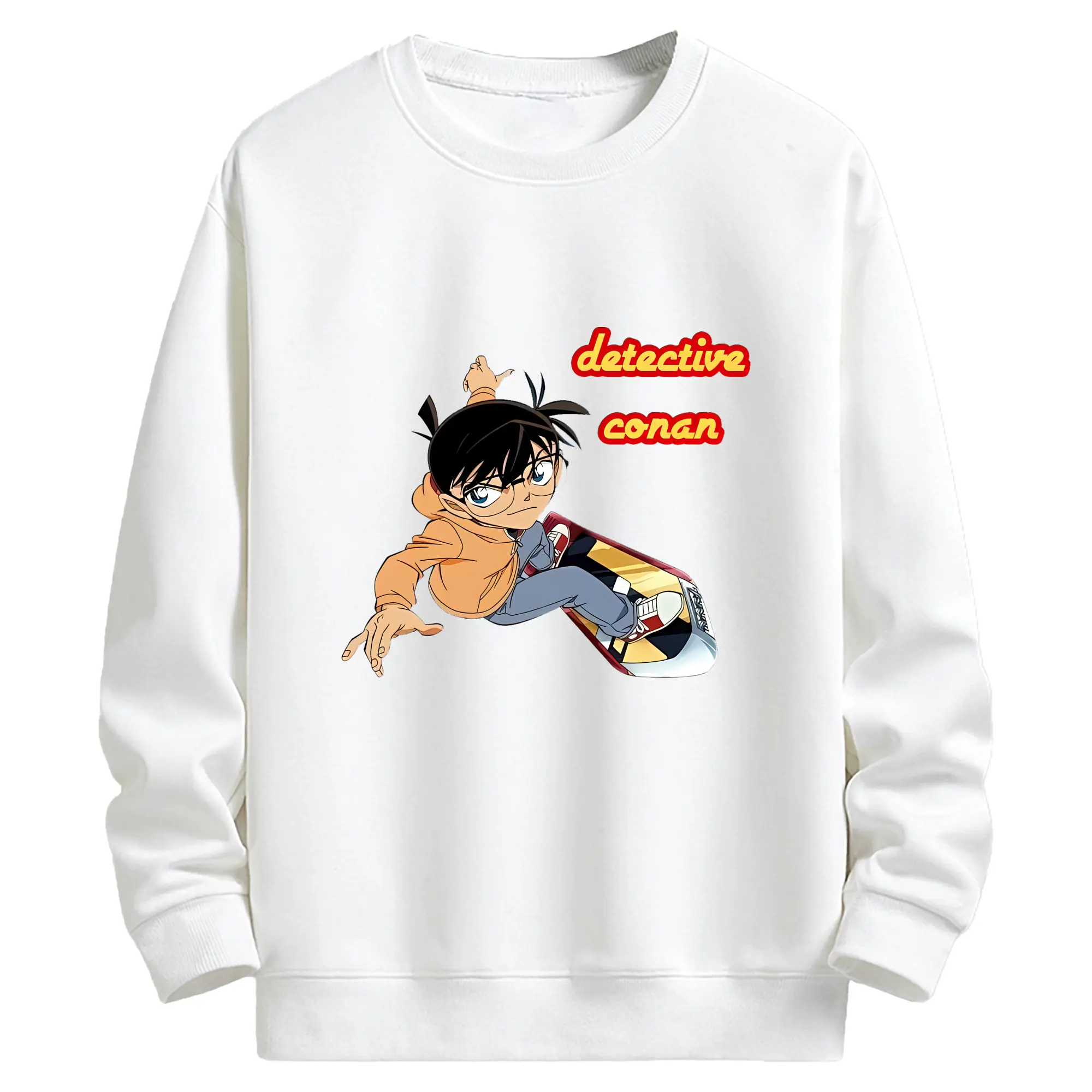 名探偵コナン グッズ 江戸川 コナン - キッズ クルーネックスウェットシャツ ・ フロントプリント ・ 綿80％ ポリエステル20％ ・ 快適 通学 スポーツ 日常使い お散歩用