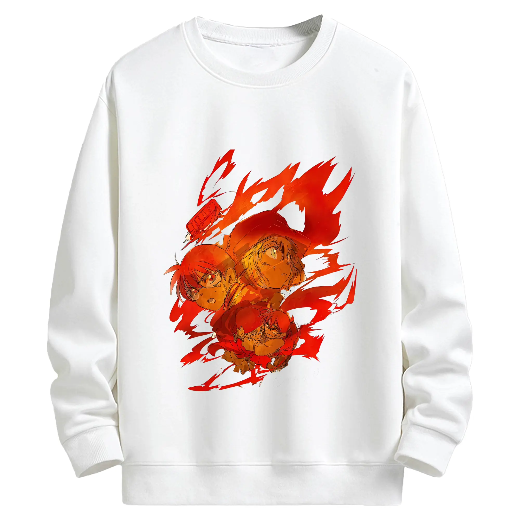 名探偵コナン グッズ 江戸川 コナン - キッズ クルーネックスウェットシャツ ・ フロントプリント ・ 綿80％ ポリエステル20％ ・ 快適 通学 スポーツ 日常使い お散歩用