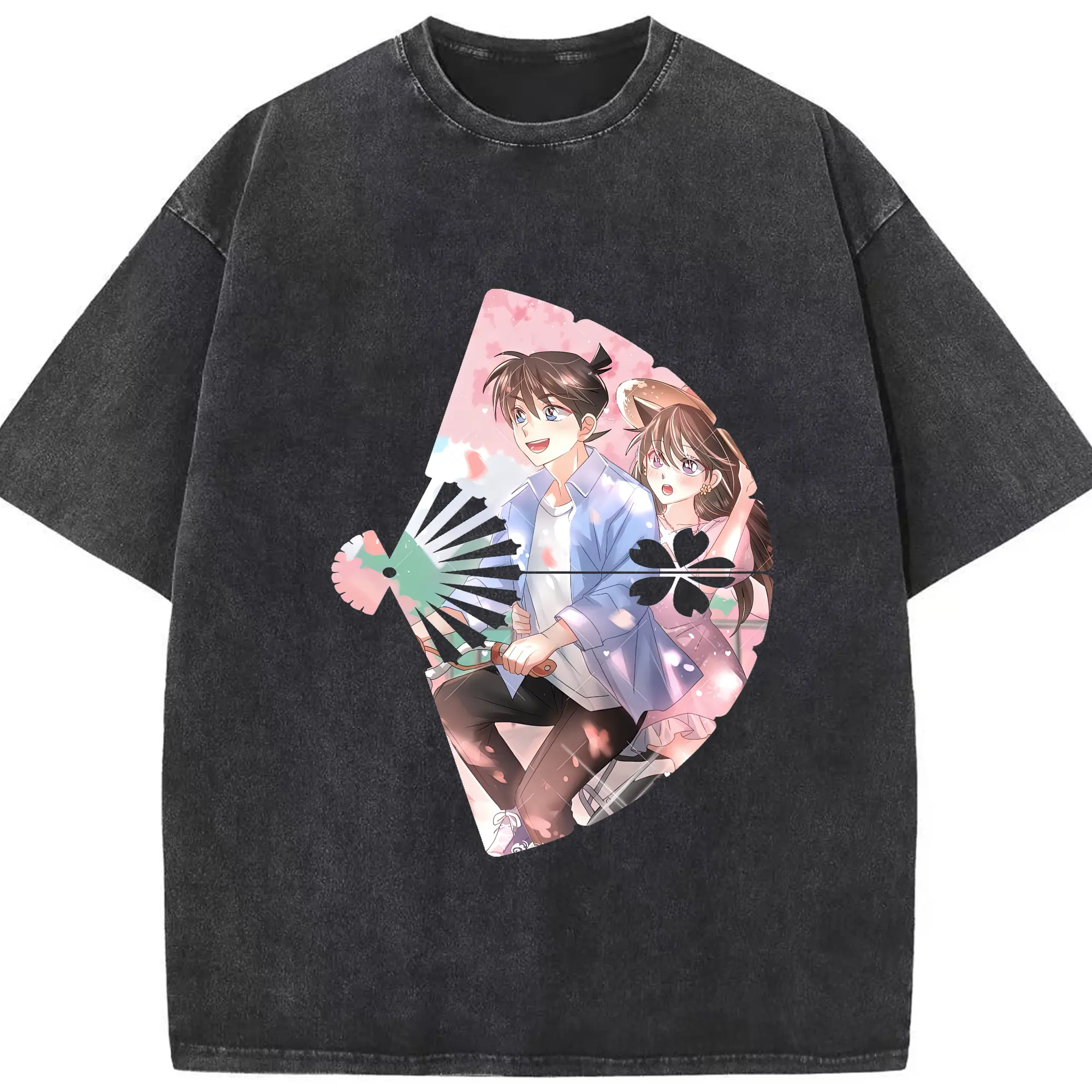 名探偵コナン グッズ 江戸川 コナン - 綿100％ ヴィンテージ風 半袖Tシャツ ・ フロントプリント ・ 柔らか肌触り ・ 通気性 快適 ・ スポーツ カジュアル 外出用