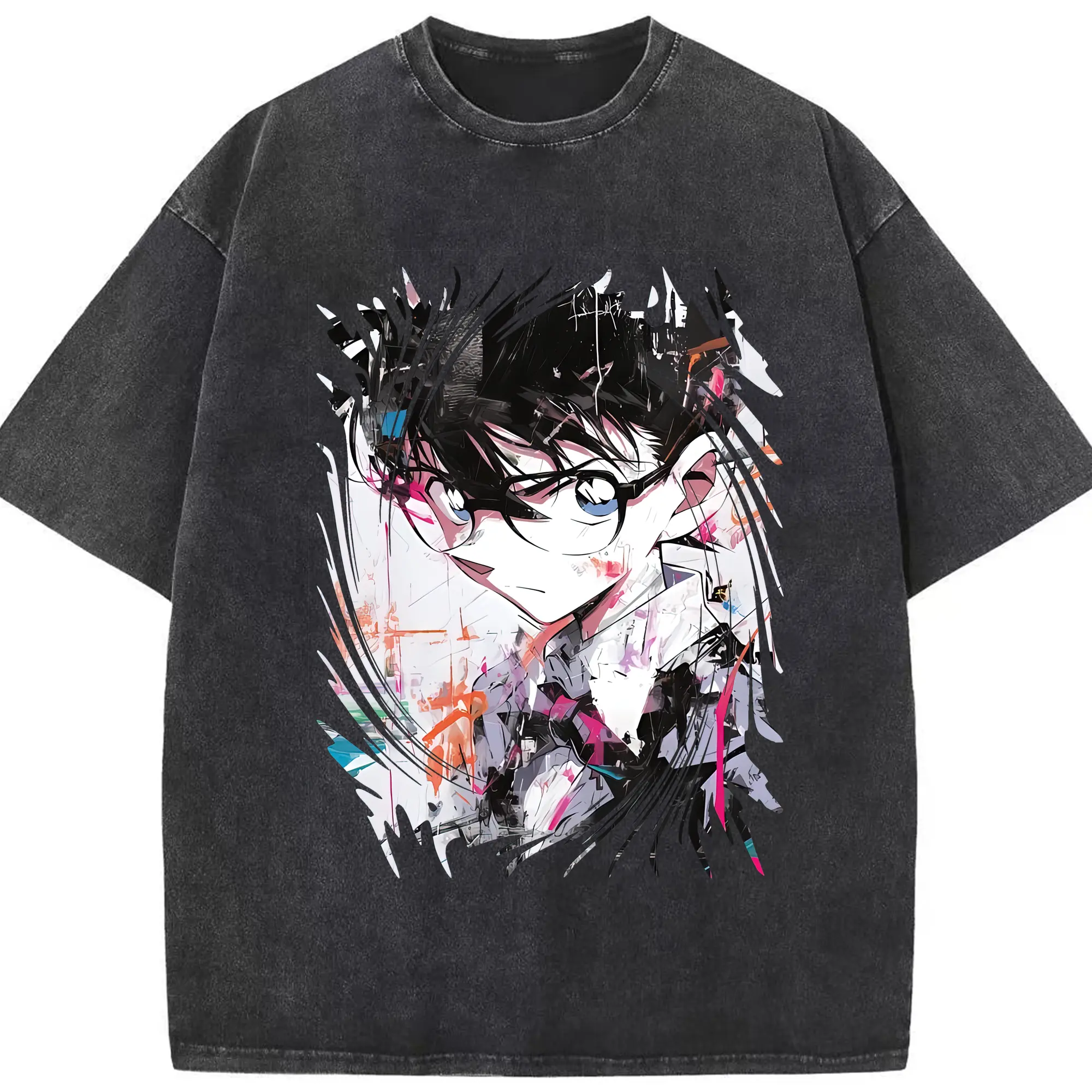 名探偵コナン グッズ 江戸川 コナン - 綿100％ ヴィンテージ風 半袖Tシャツ ・ フロントプリント ・ 柔らか肌触り ・ 通気性 快適 ・ スポーツ カジュアル 外出用